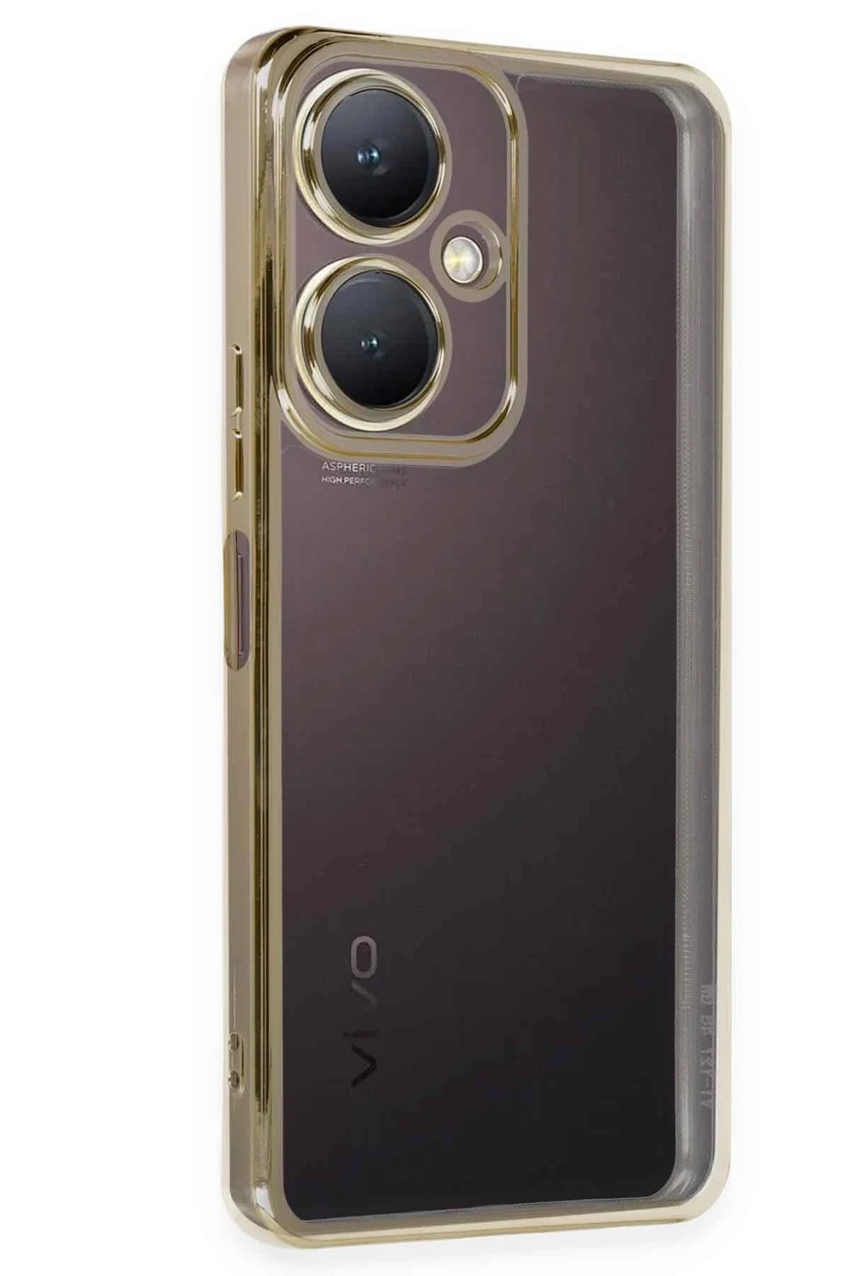 Newface Vivo Y27 Kılıf Razer Lensli Silikon - Gold
