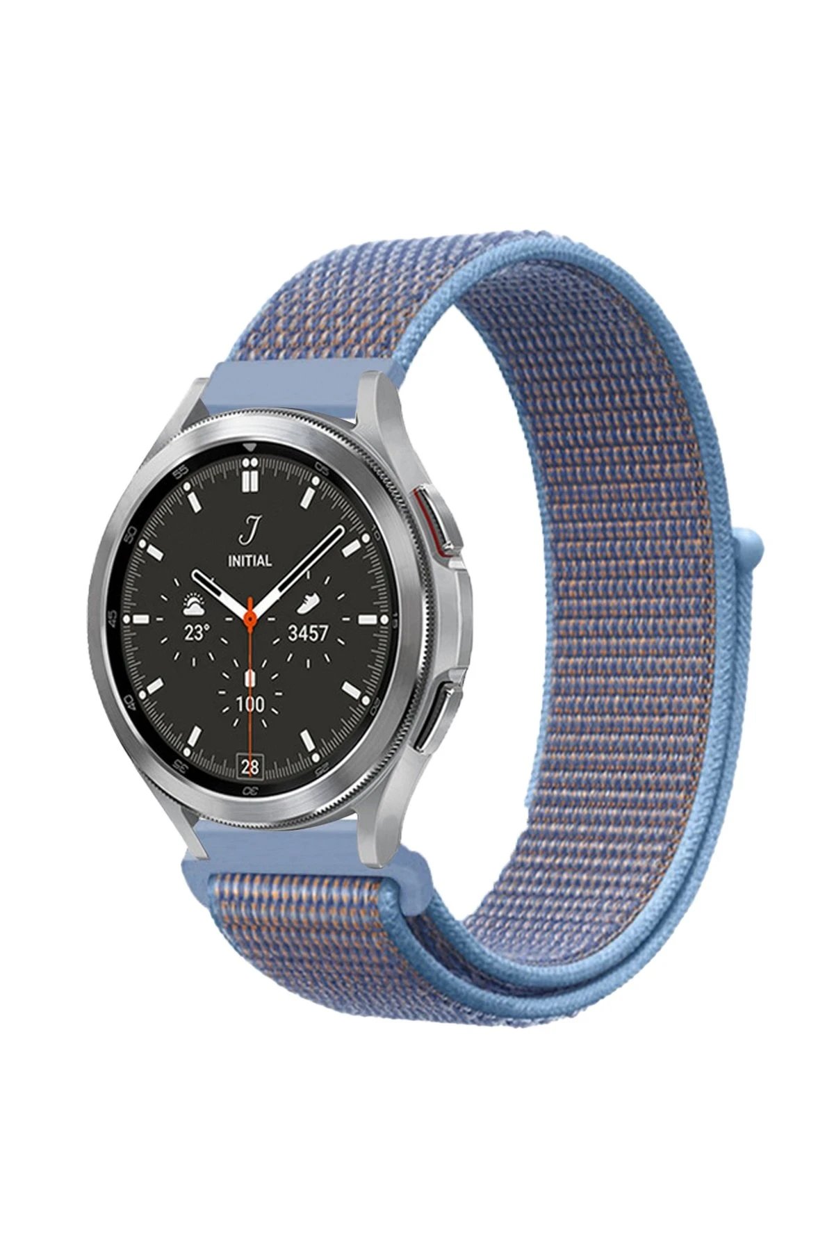 Newface Watch 22mm Hasırlı Cırtcırtlı Kordon - Mavi