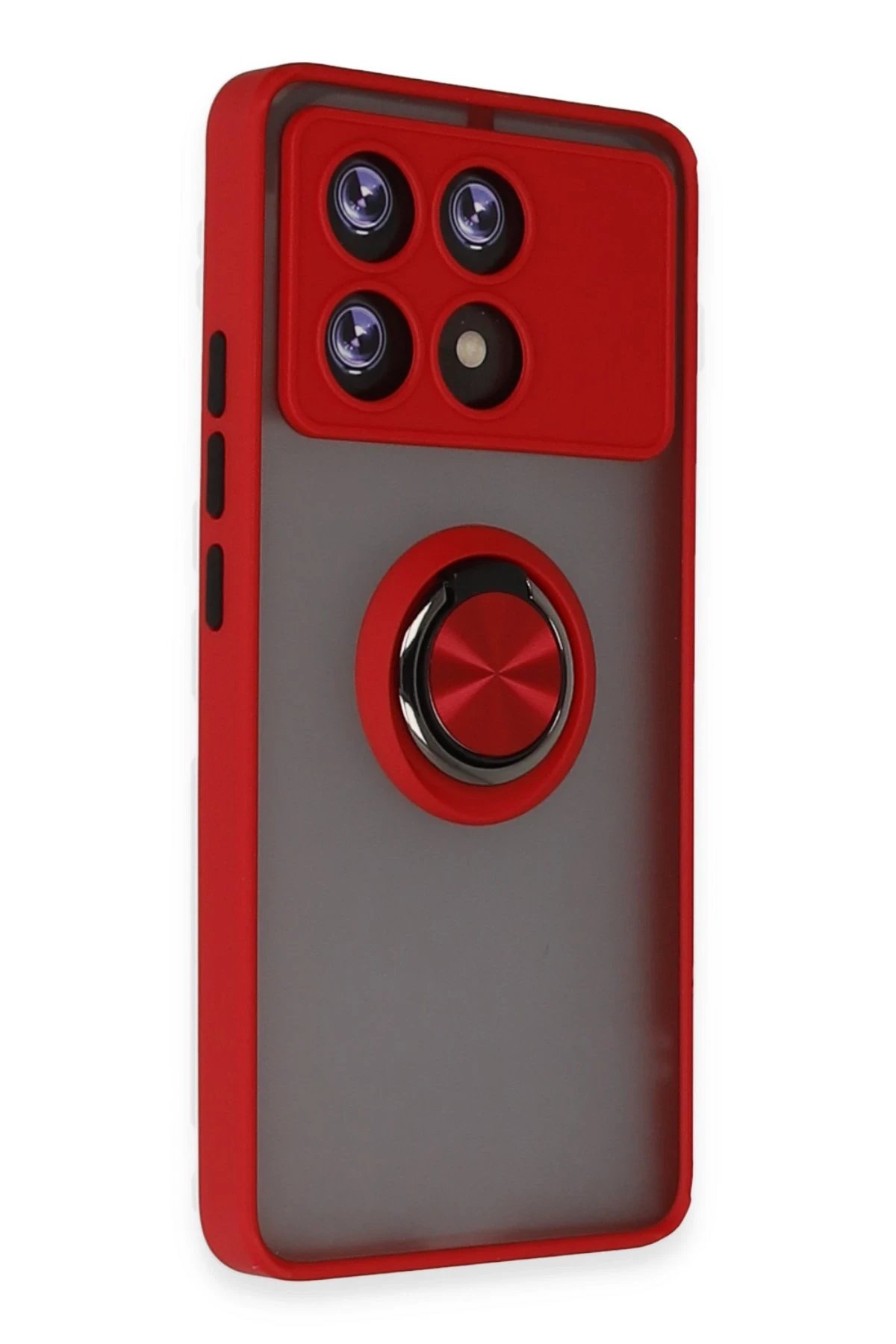 Newface Xiaomi Poco X6 Pro Kılıf Montreal Yüzüklü Silikon Kapak - Kırmızı