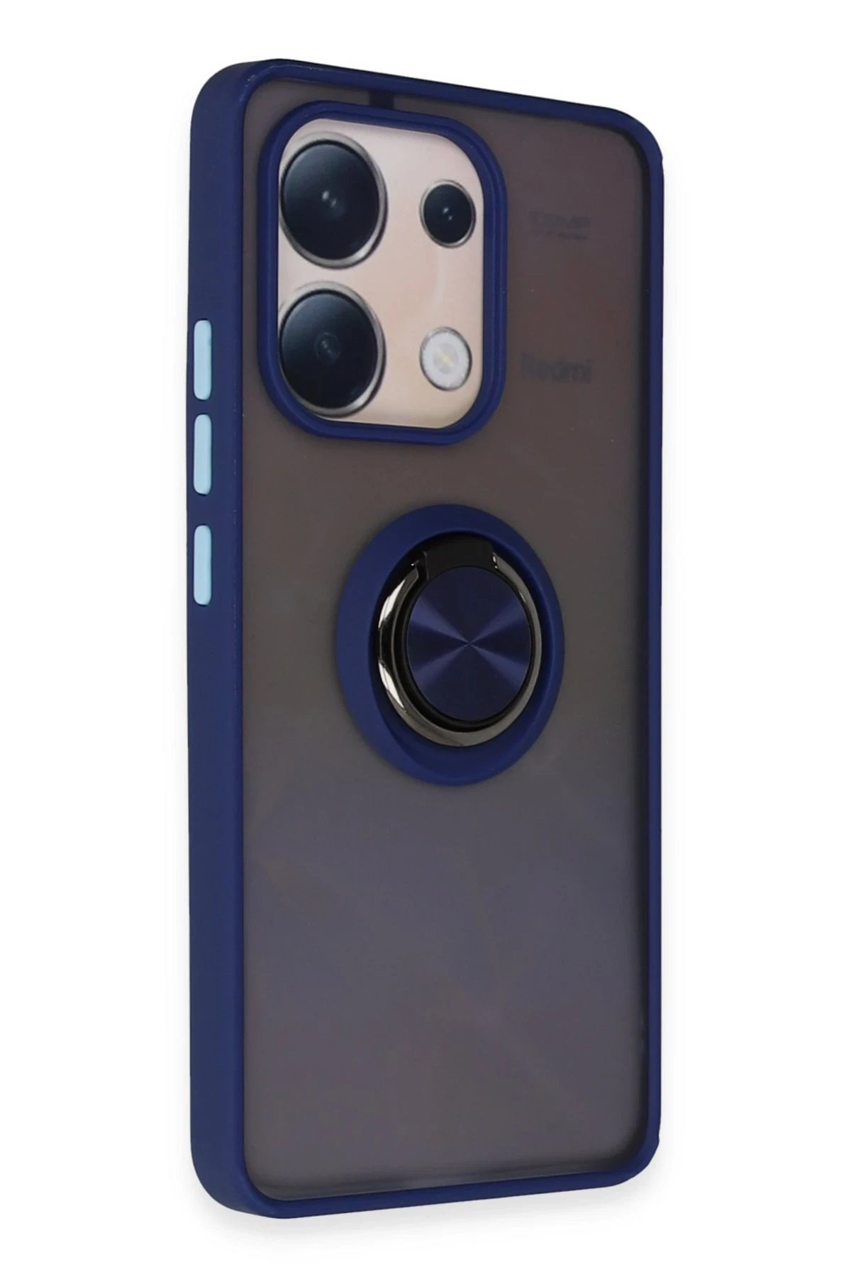 Newface Xiaomi Redmi Note 13 4G Kılıf Montreal Yüzüklü Silikon Kapak - Lacivert