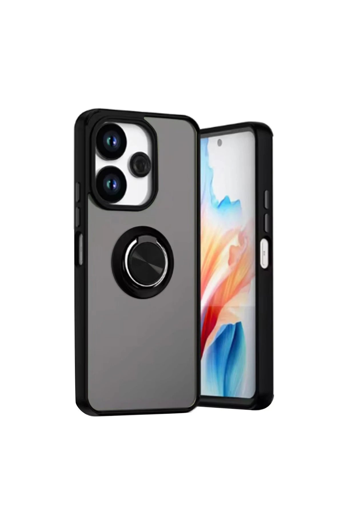 Newface Xiaomi Redmi 13 4G Kılıf Montreal Yüzüklü Silikon Kapak - Siyah