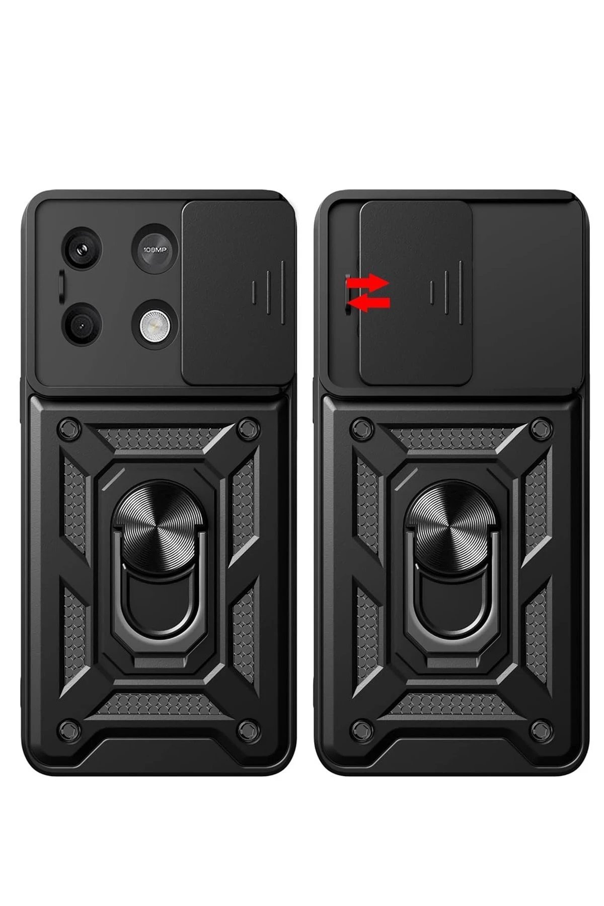 Newface Xiaomi Poco X6 Pro Kılıf Pars Lens Yüzüklü Silikon - Yeşil