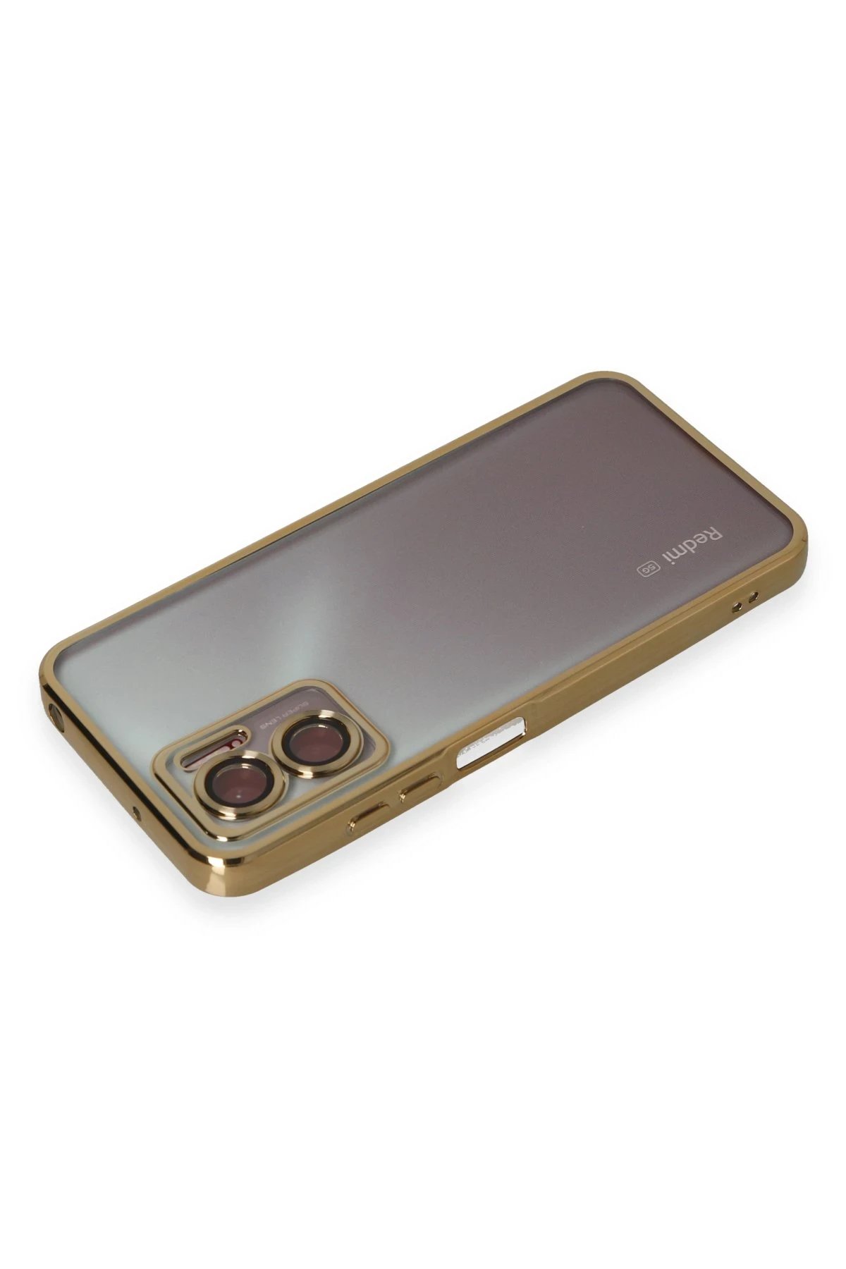 Newface Xiaomi Redmi Note 11E Kılıf Razer Lensli Silikon - Gold