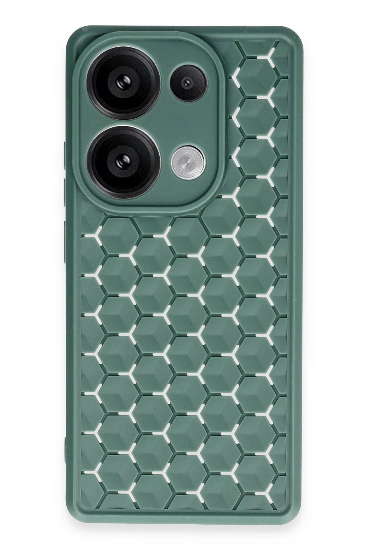 Newface Xiaomi Redmi Note 13 Pro 4G Kılıf Petek Silikon Kapak - Koyu Yeşil