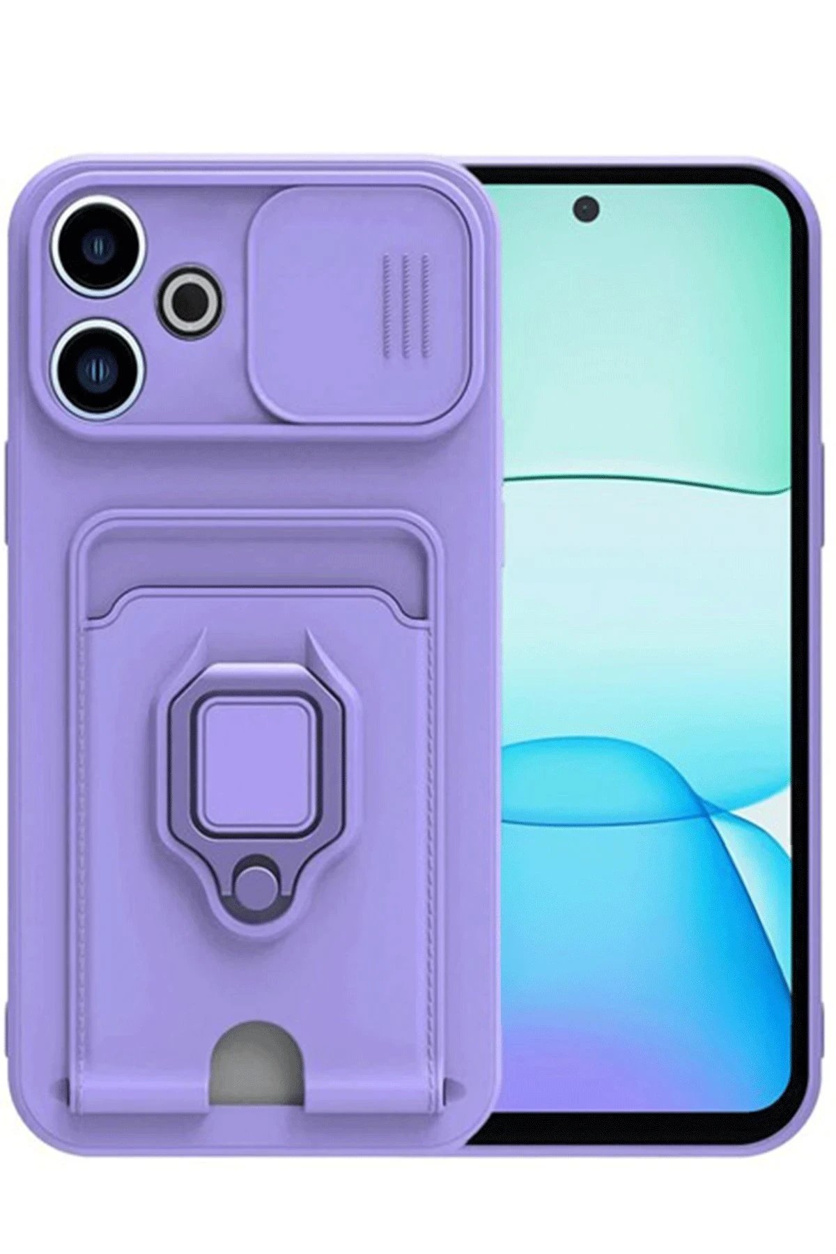 Newface Xiaomi Redmi 13 4G Kılıf Zuma Kartvizitli Yüzüklü Silikon - Lila