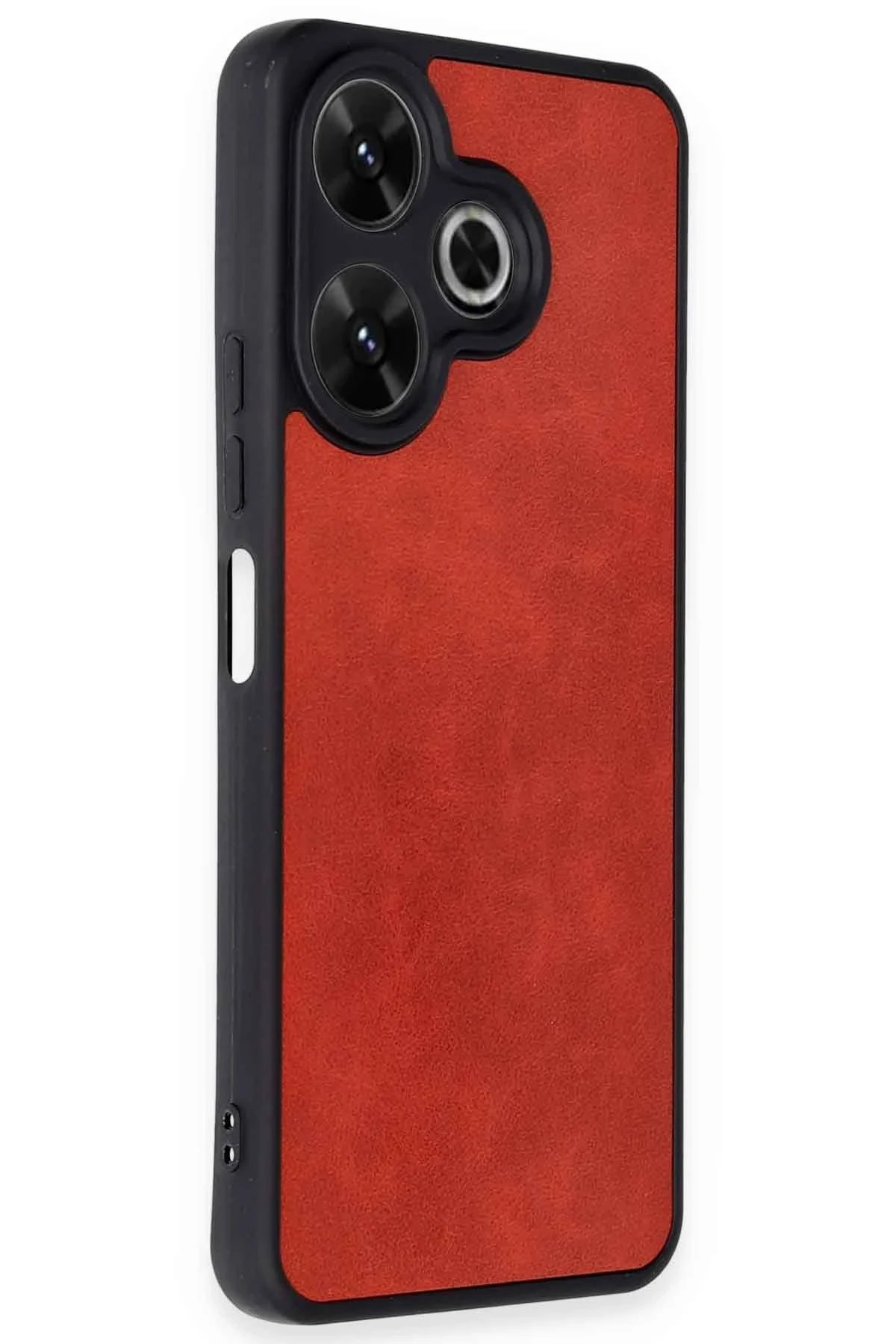 Newface Xiaomi Redmi 13 4G Kılıf Aras Deri Kapak - Kırmızı