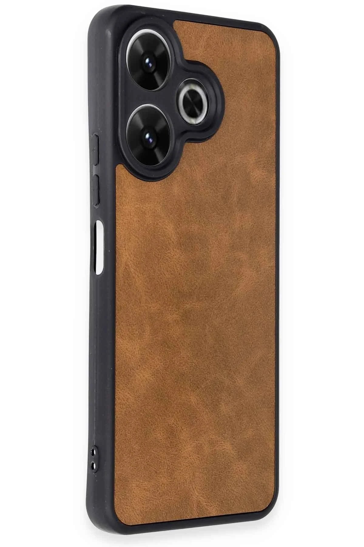 Newface Xiaomi Redmi 13 4G Kılıf Aras Deri Kapak - Taba