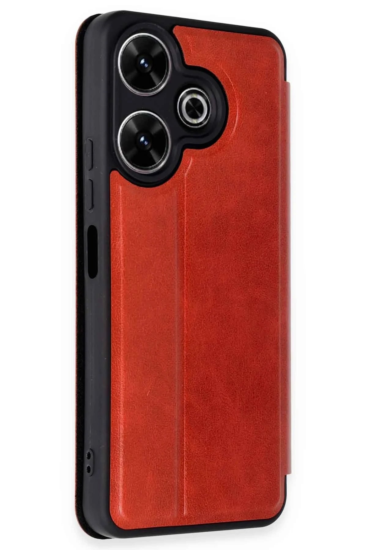 Newface Xiaomi Redmi 13 4G Kılıf Flip Cover - Kırmızı