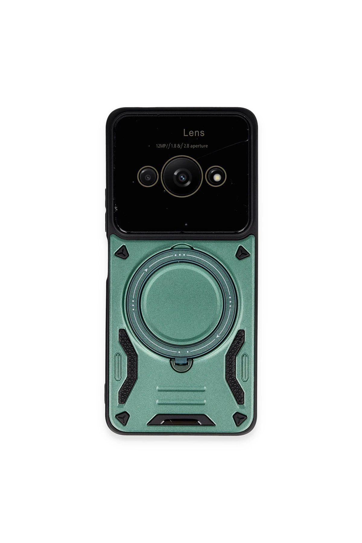 Newface Xiaomi Poco C61 Kılıf Joy Lens Standlı Kapak - Koyu Yeşil