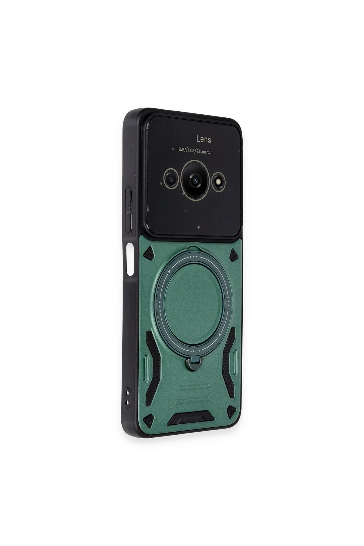 Newface Xiaomi Poco C61 Kılıf Joy Lens Standlı Kapak - Koyu Yeşil