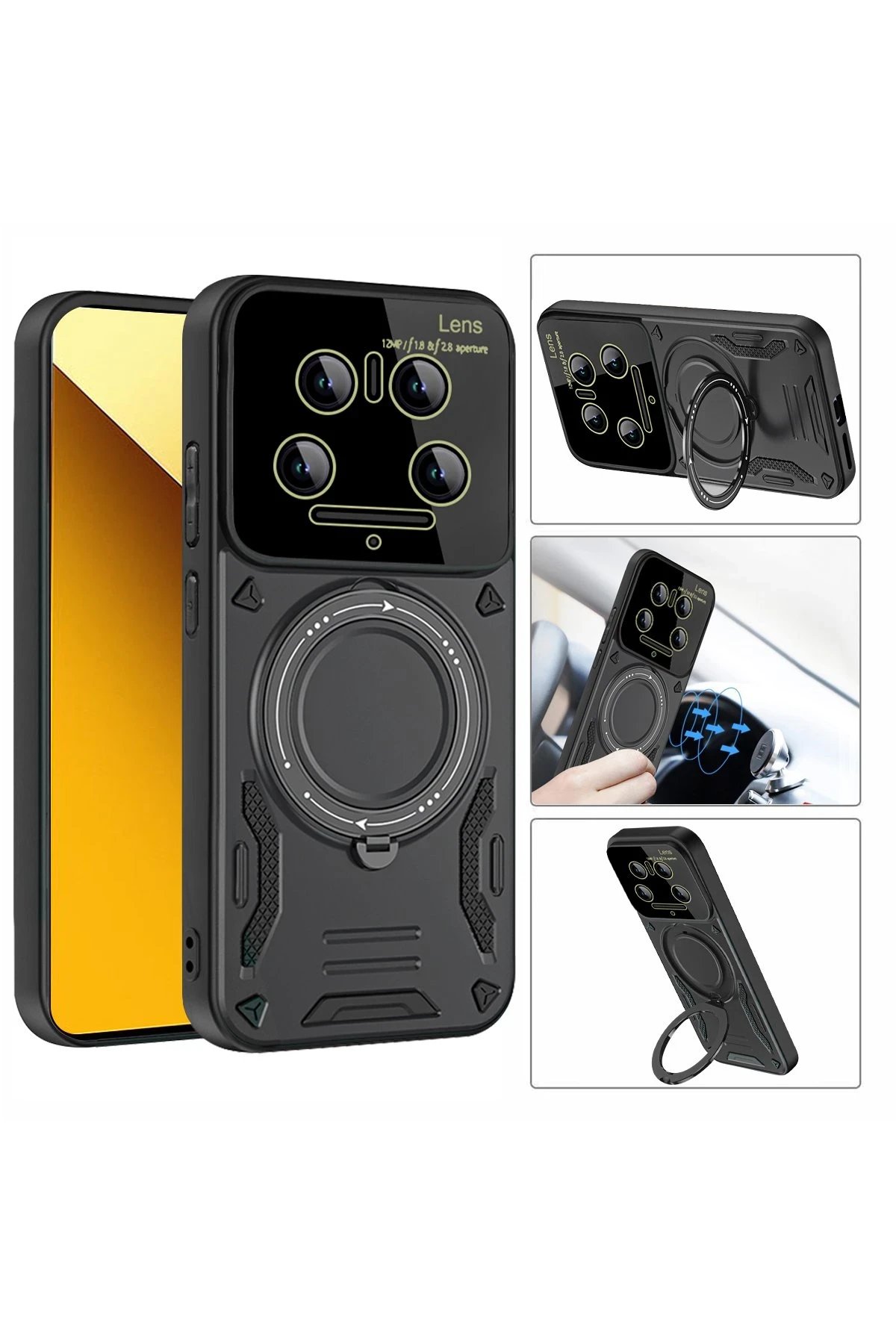 Newface Xiaomi Mi 14 Ultra Kılıf Joy Lens Standlı Kapak - Lacivert