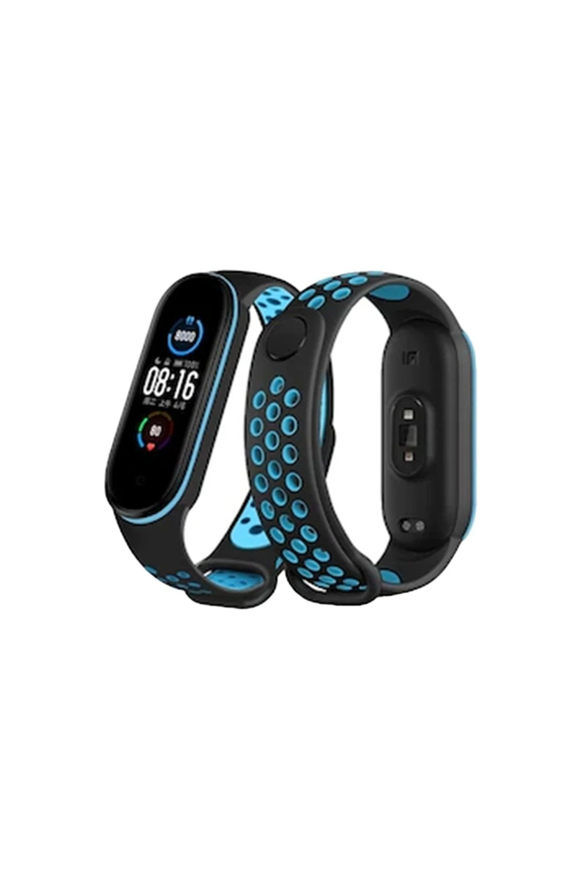 Newface Xiaomi Mi Band 4 Spor Delikli Kordon - Siyah-Mavi