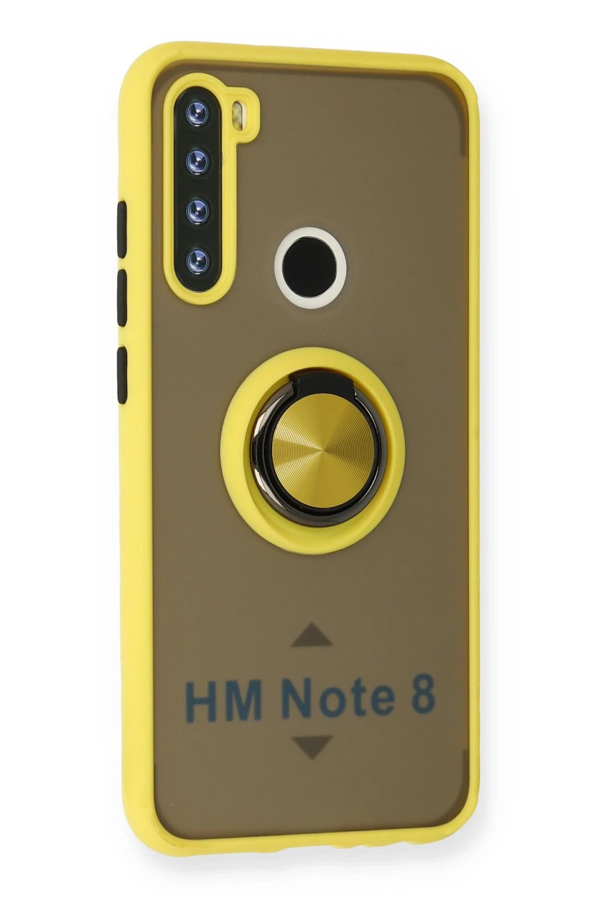 Newface Xiaomi Redmi Note 8 Kılıf Montreal Yüzüklü Silikon Kapak - Sarı