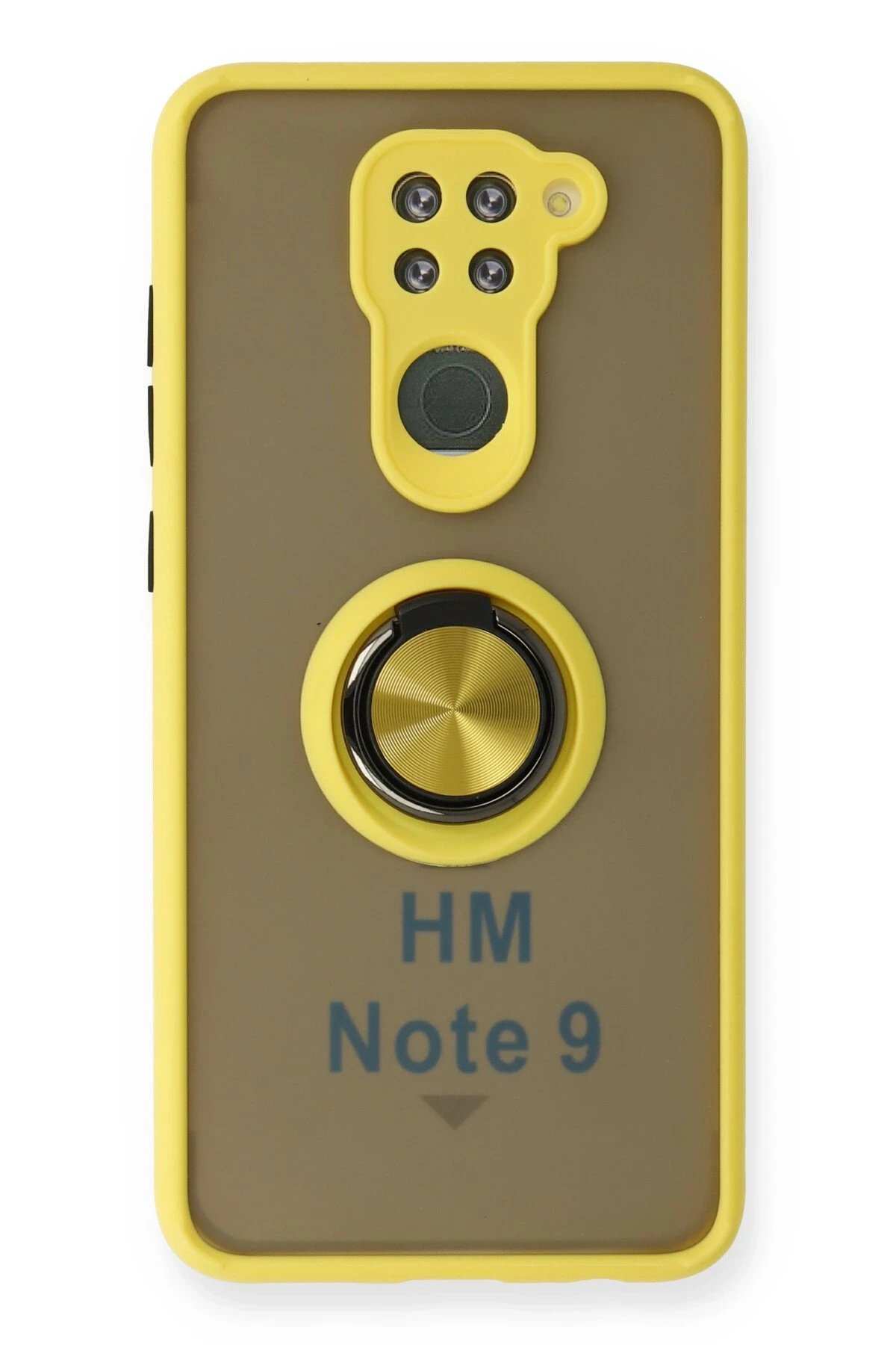 Newface Xiaomi Redmi Note 9 Kılıf Montreal Yüzüklü Silikon Kapak - Sarı