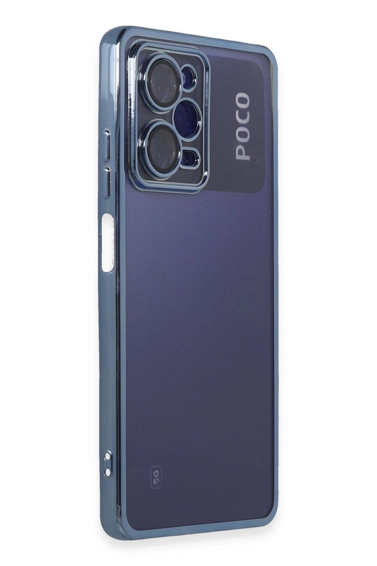 Newface Xiaomi Poco X5 Pro 5G Kılıf Razer Lensli Silikon - Açık Mavi