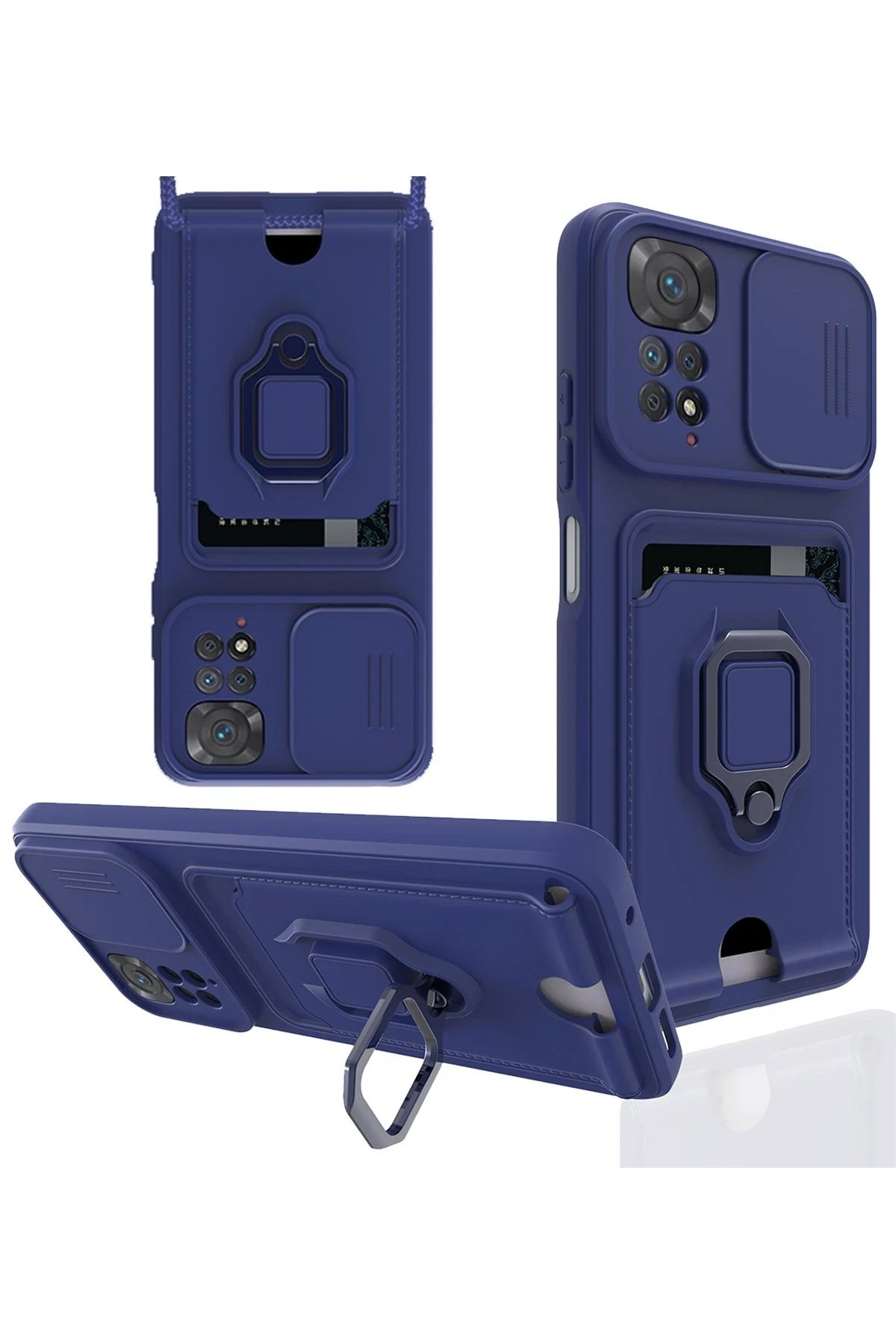 Newface Xiaomi Redmi Note 11 Pro Kılıf Zuma Kartvizitli Yüzüklü Silikon - Lacivert