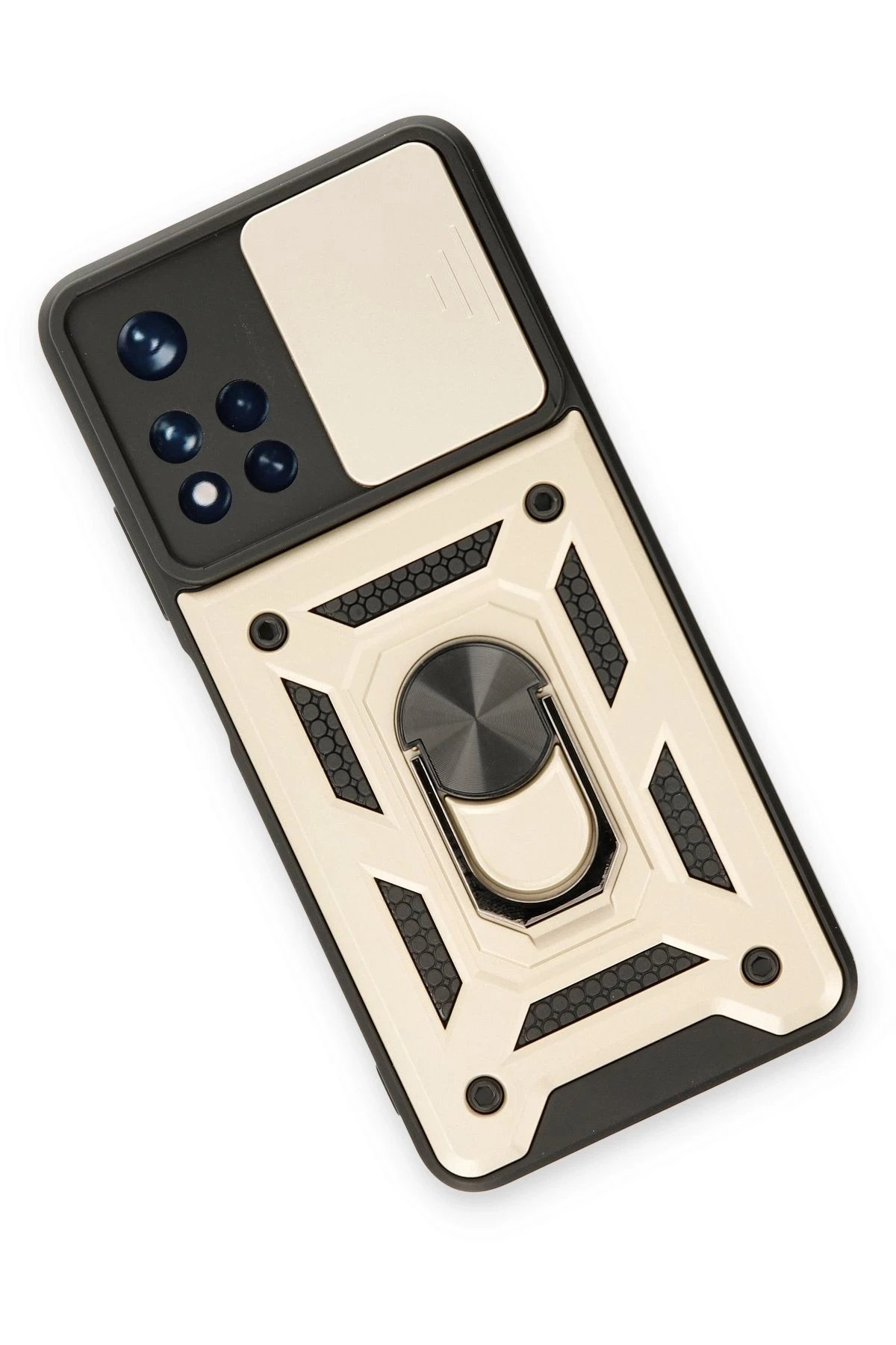 Newface Xiaomi Poco M4 Pro 5G Kılıf Pars Lens Yüzüklü Silikon - Gold