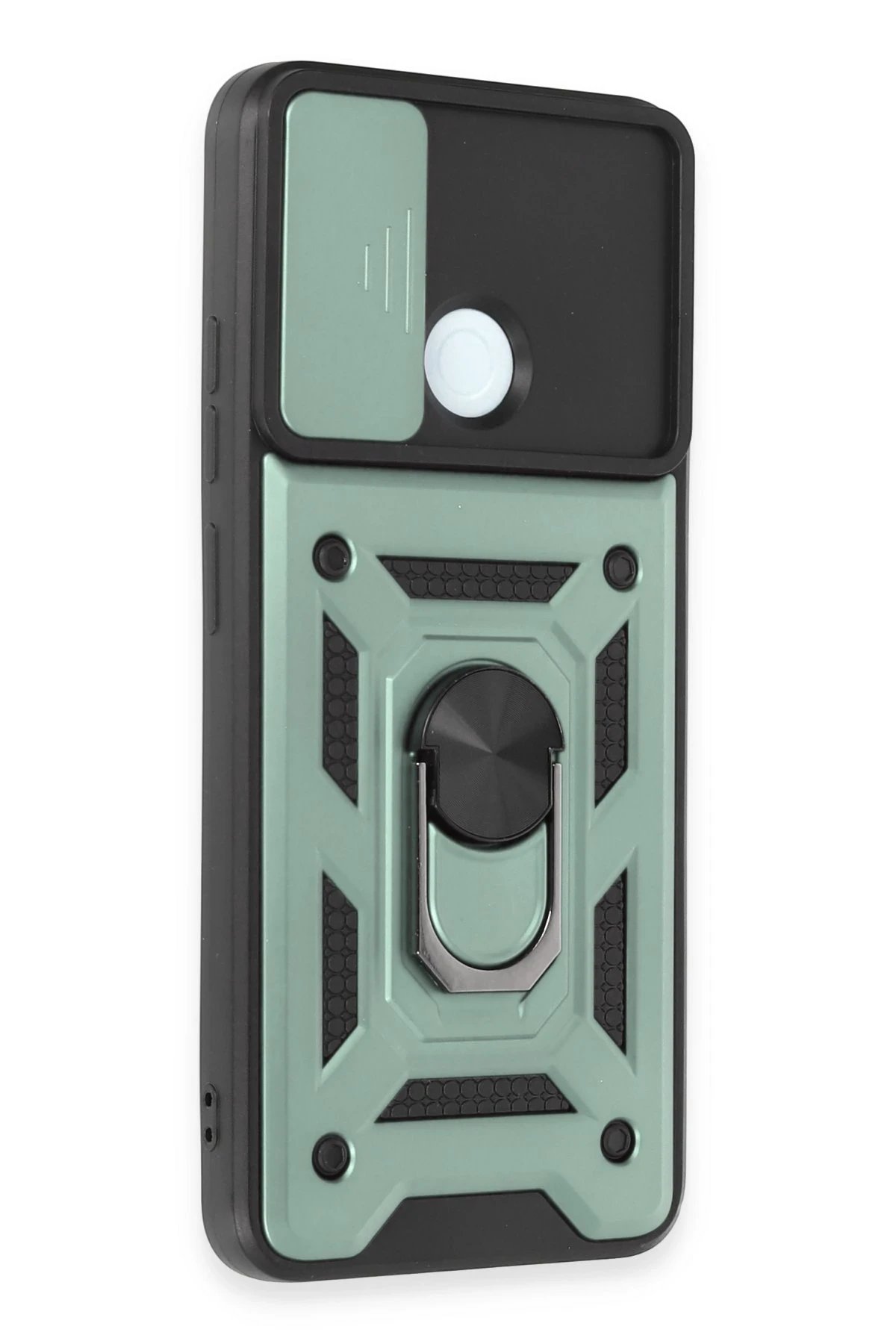 Newface Xiaomi Redmi 12C Kılıf Pars Lens Yüzüklü Silikon - Yeşil