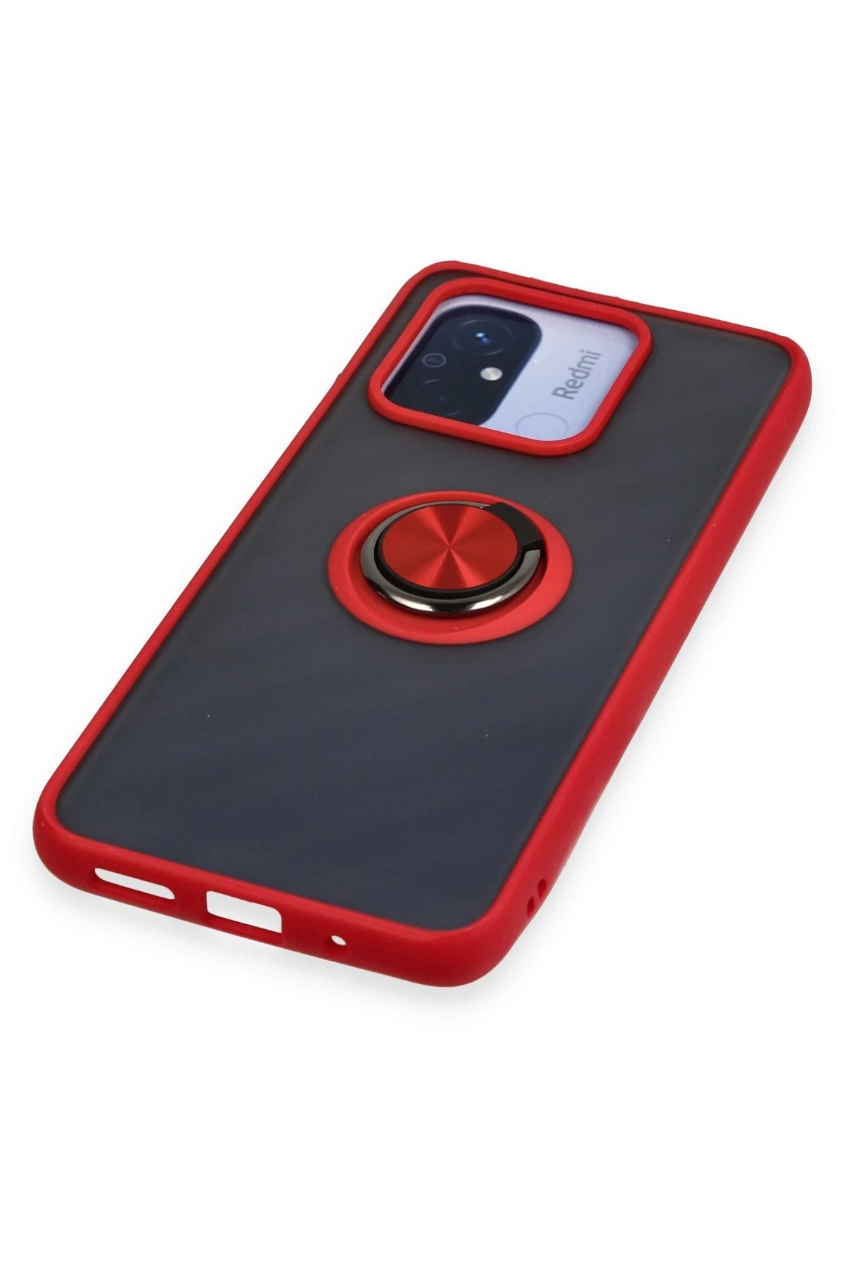 Newface Xiaomi Redmi 12C Kılıf Montreal Yüzüklü Silikon Kapak - Kırmızı