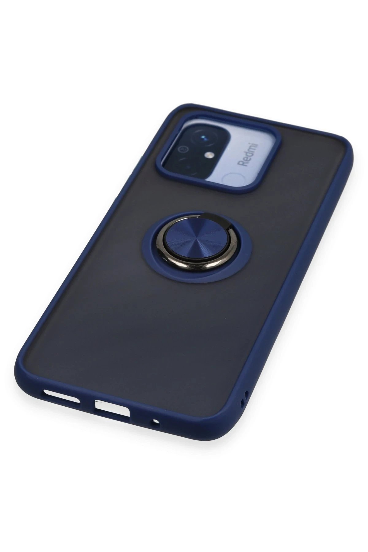 Newface Xiaomi Redmi 12C Kılıf Montreal Yüzüklü Silikon Kapak - Lacivert