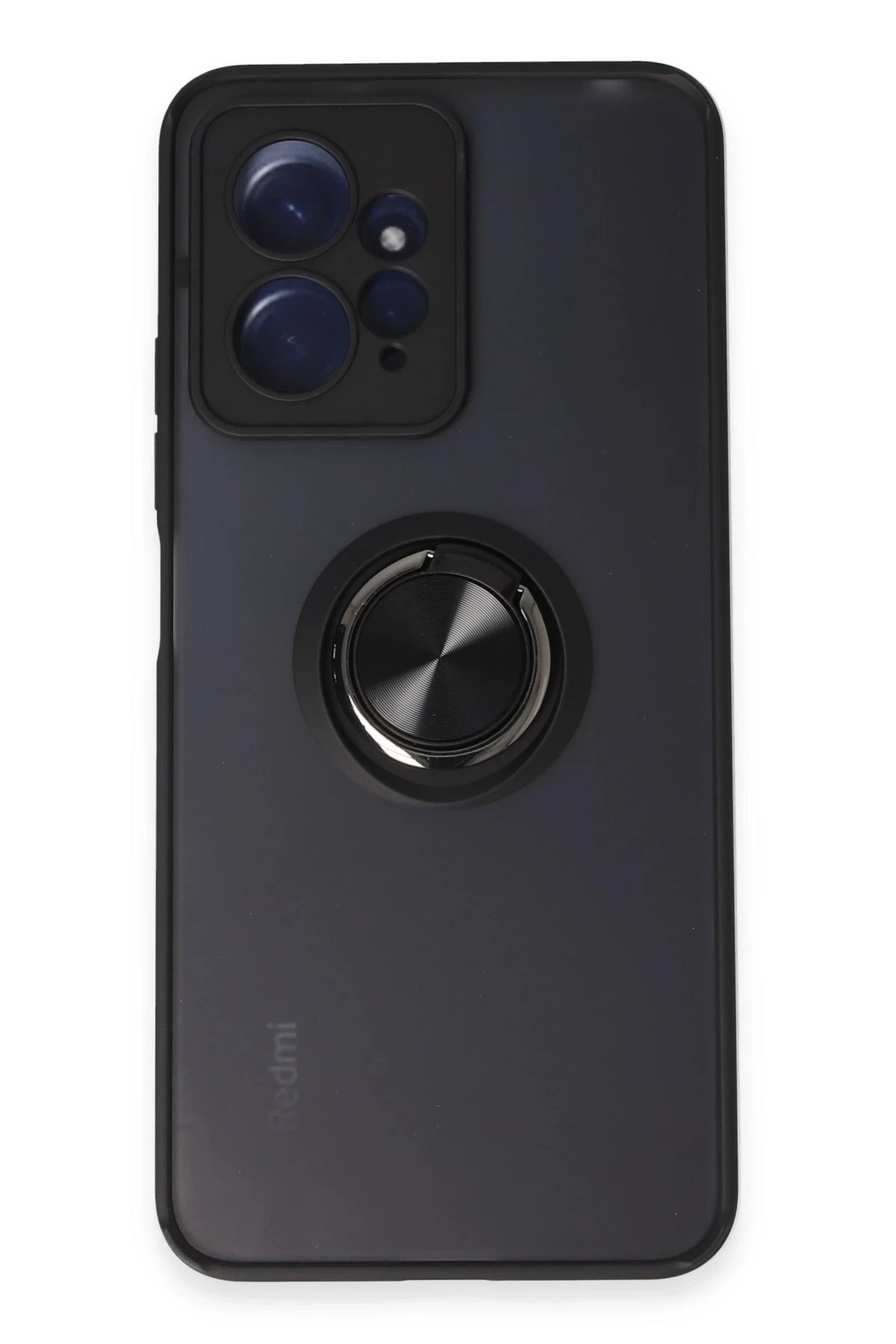 Newface Xiaomi Redmi Note 12 4G Kılıf Montreal Yüzüklü Silikon Kapak - Siyah