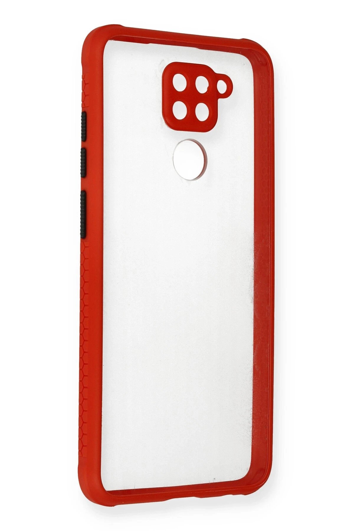 Newface Xiaomi Redmi Note 9 Kılıf Miami Şeffaf Silikon - Kırmızı