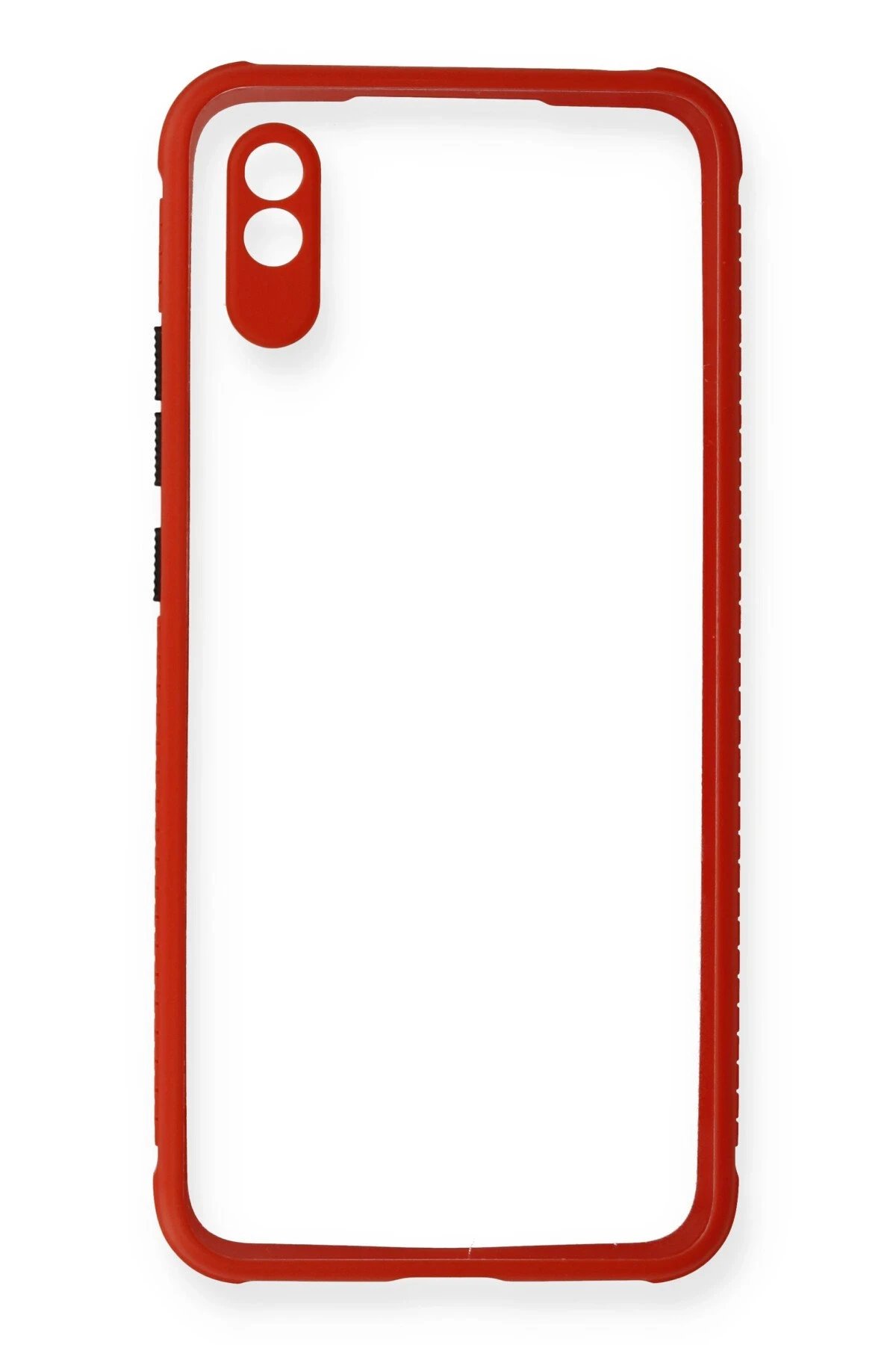 Newface Xiaomi Redmi 9A Kılıf Miami Şeffaf Silikon - Kırmızı