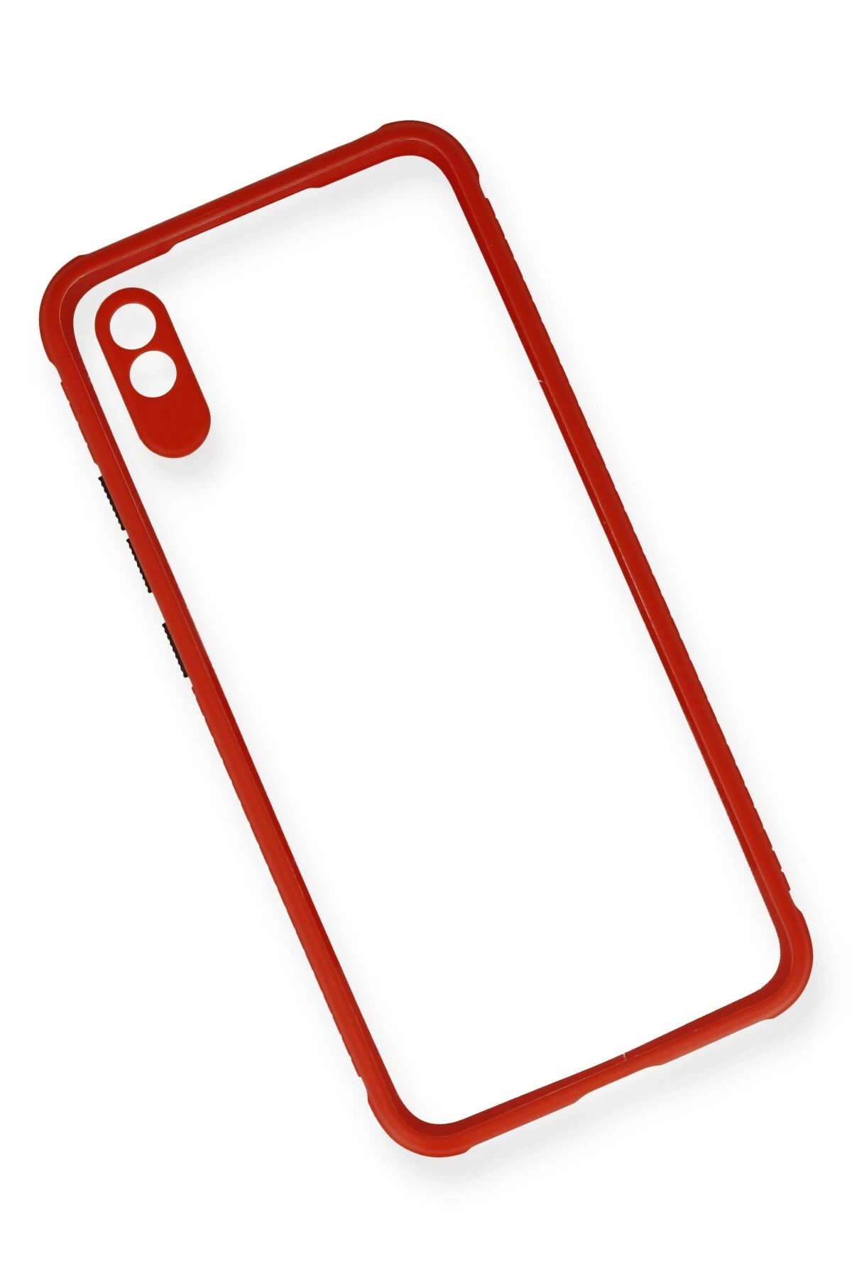 Newface Xiaomi Redmi 9A Kılıf Miami Şeffaf Silikon - Kırmızı