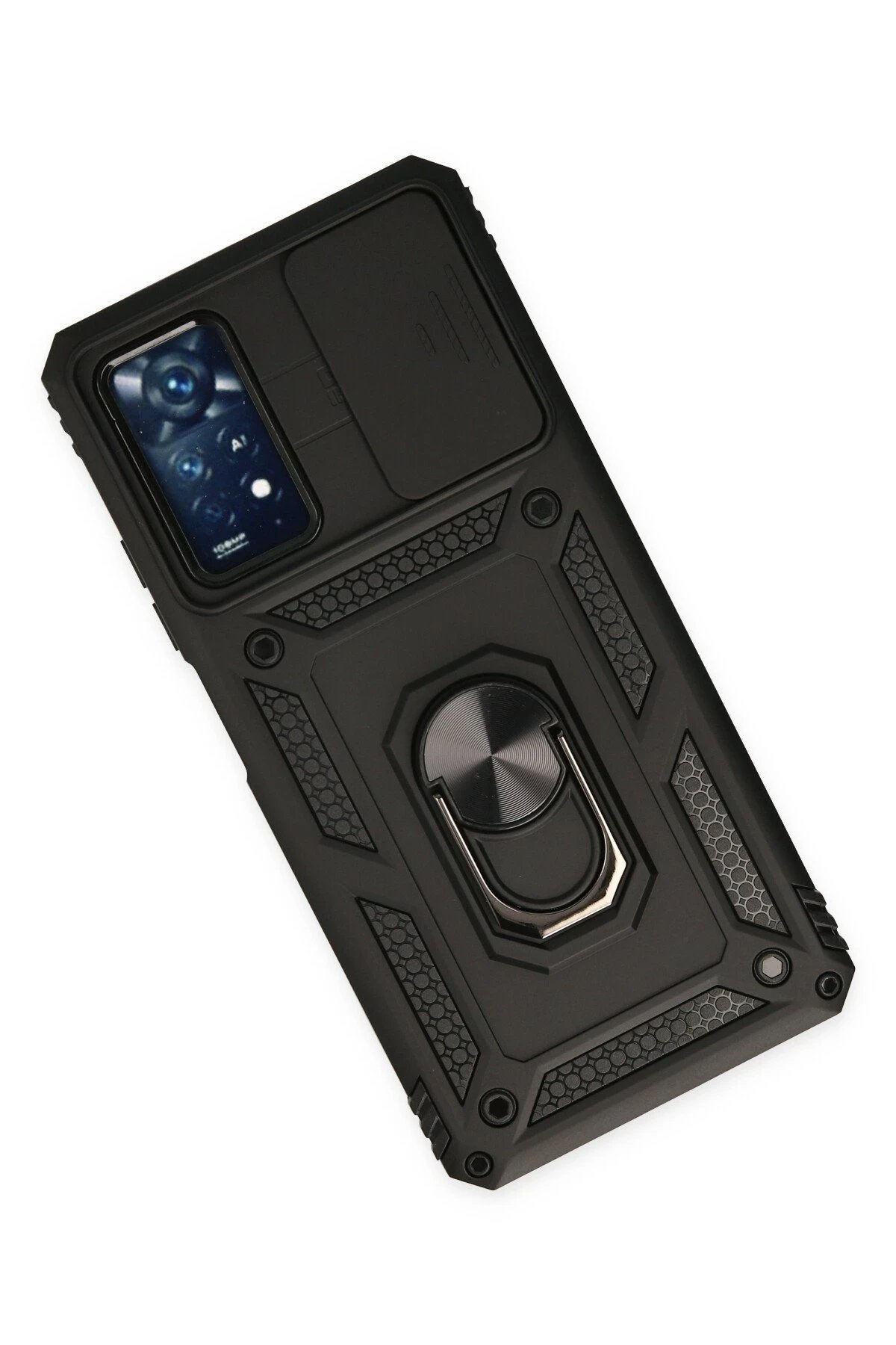 Newface Xiaomi Redmi Note 11 Pro Kılıf Pars Lens Yüzüklü Silikon - Siyah