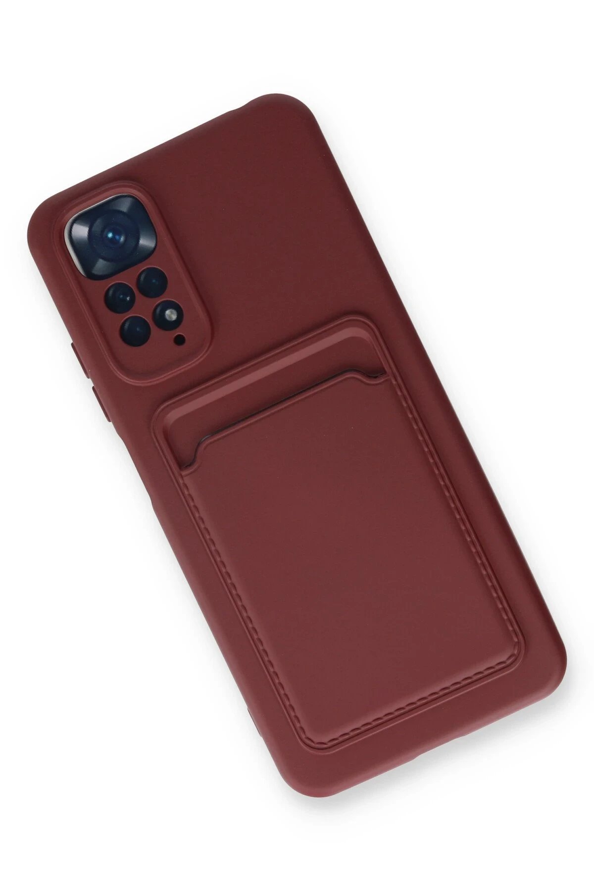 Newface Xiaomi Redmi Note 11S Kılıf Kelvin Kartvizitli Silikon - Bordo