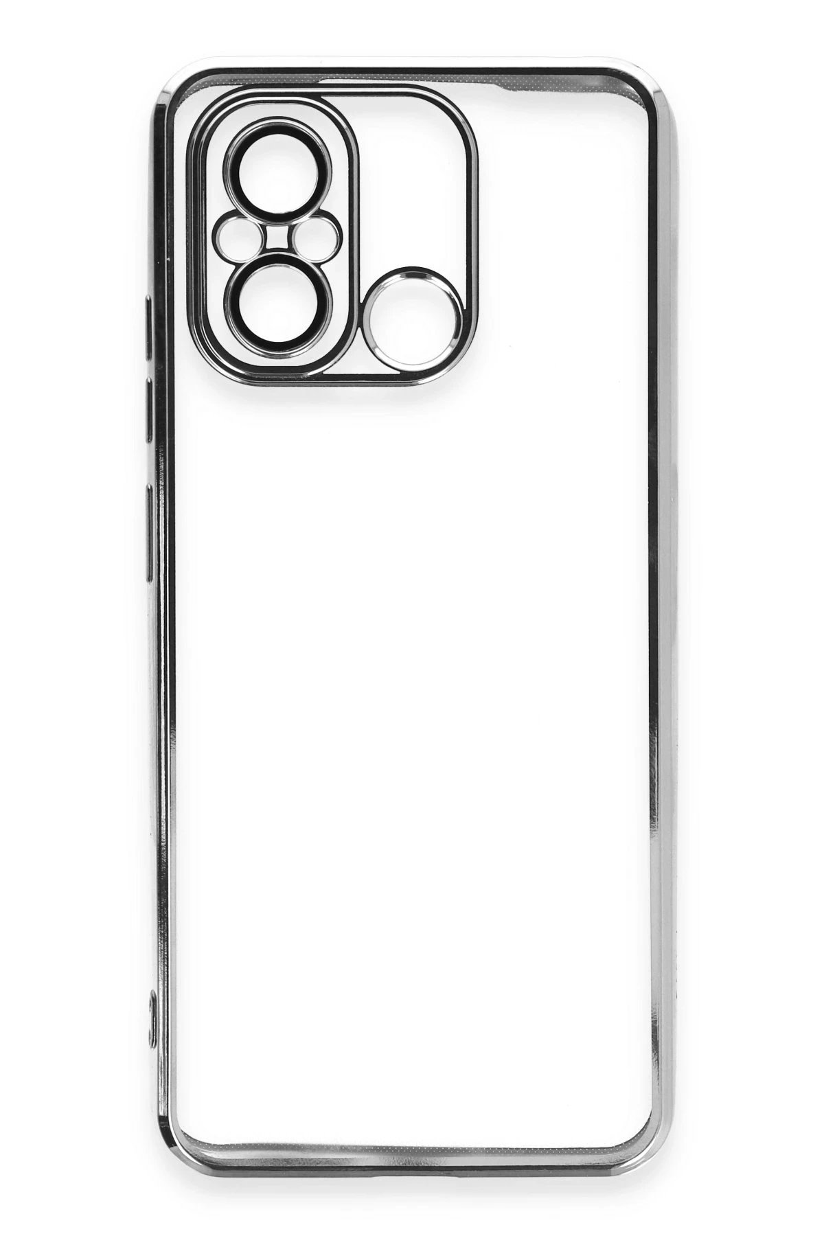 Newface Xiaomi Redmi 12C Kılıf Razer Lensli Silikon - Gümüş