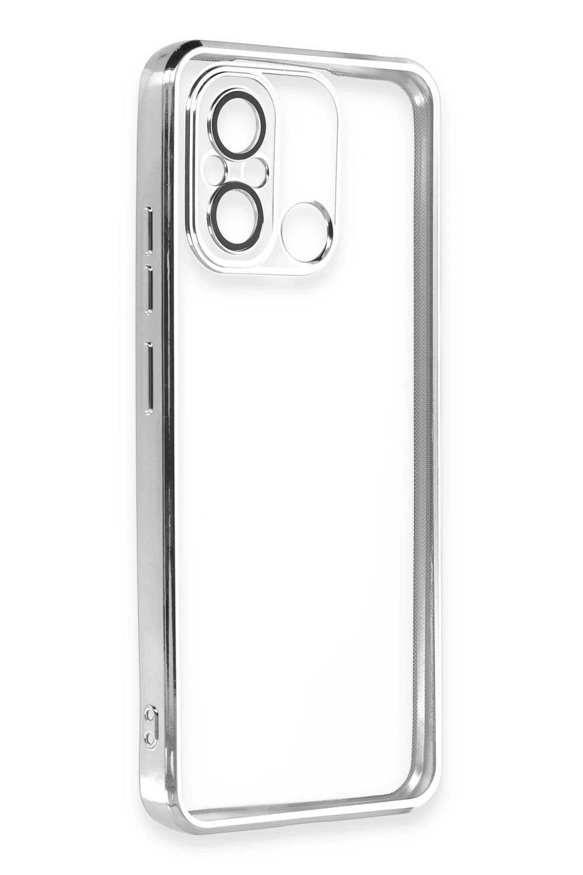 Newface Xiaomi Redmi 12C Kılıf Razer Lensli Silikon - Gümüş