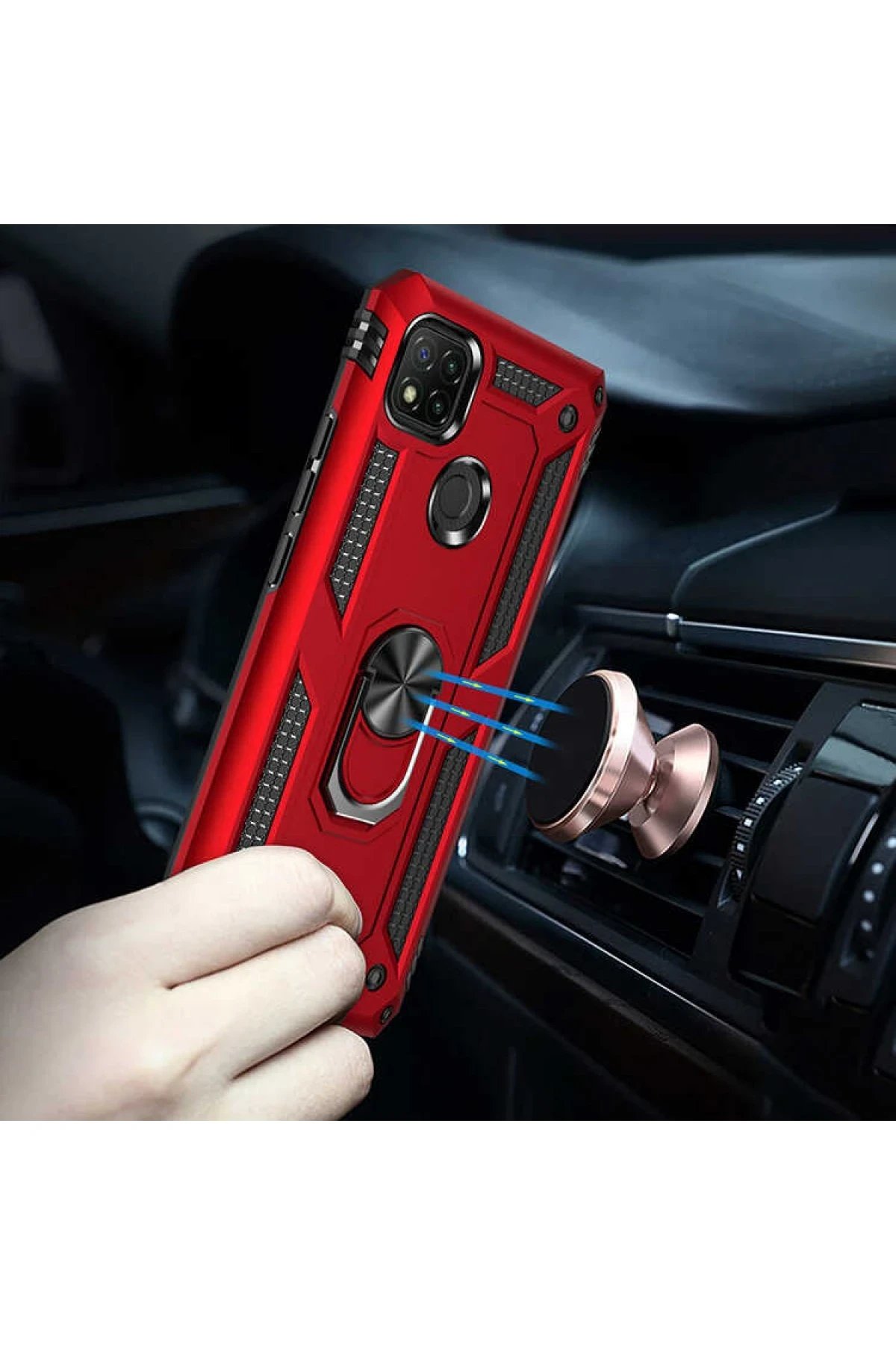 Newface Xiaomi Redmi 9C Kılıf Sofya Yüzüklü Silikon Kapak - Gold