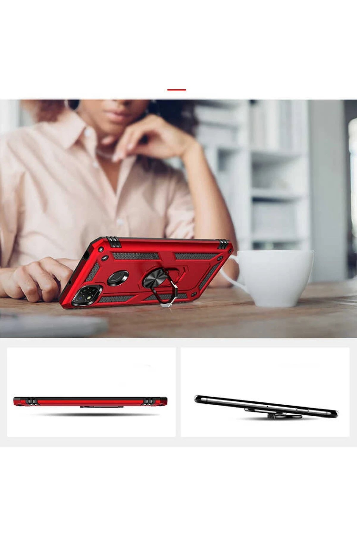 Newface Xiaomi Redmi 9C Kılıf Sofya Yüzüklü Silikon Kapak - Gümüş