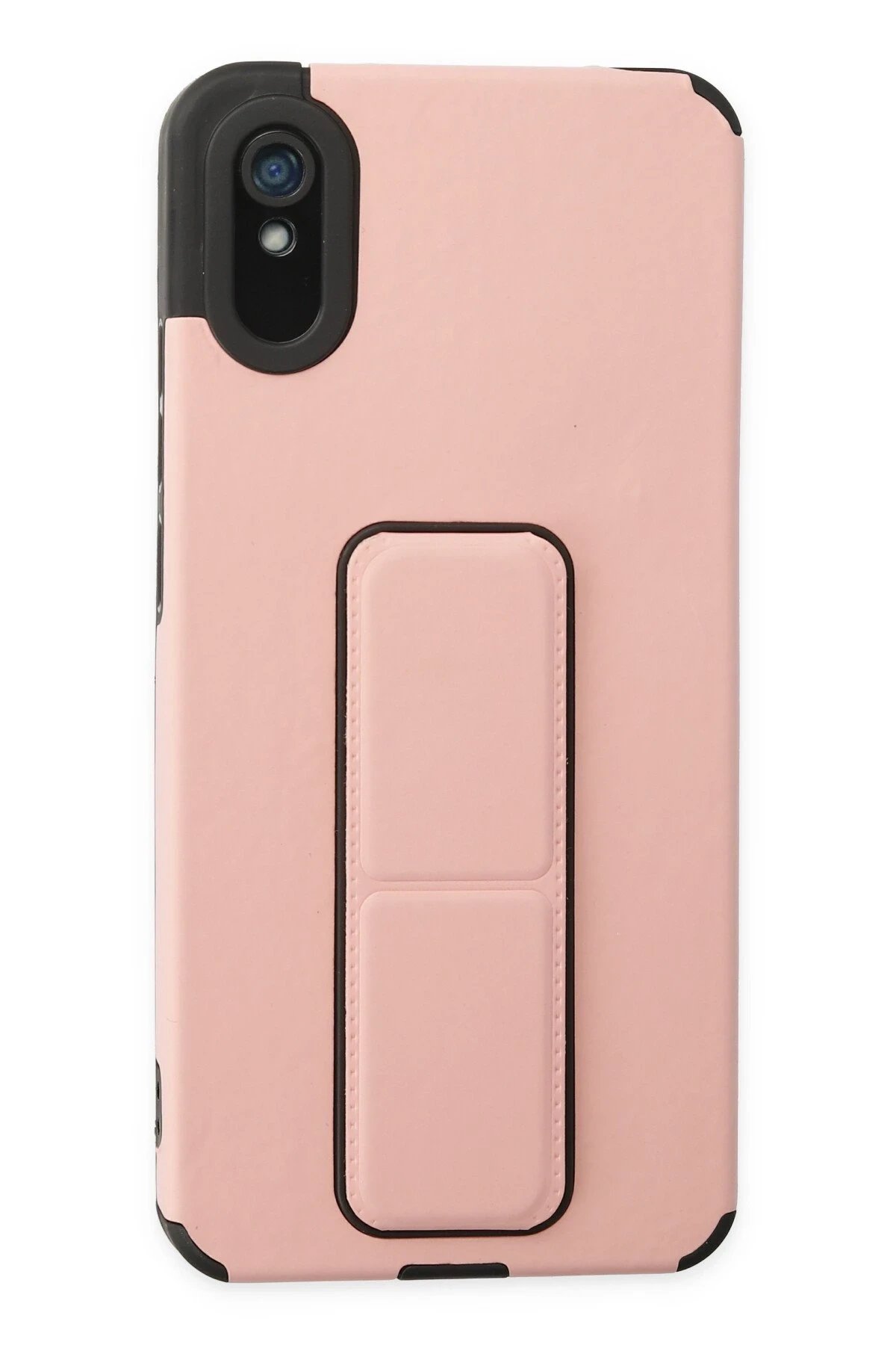 Newface Xiaomi Redmi 9A Kılıf Mega Standlı Silikon - Pudra