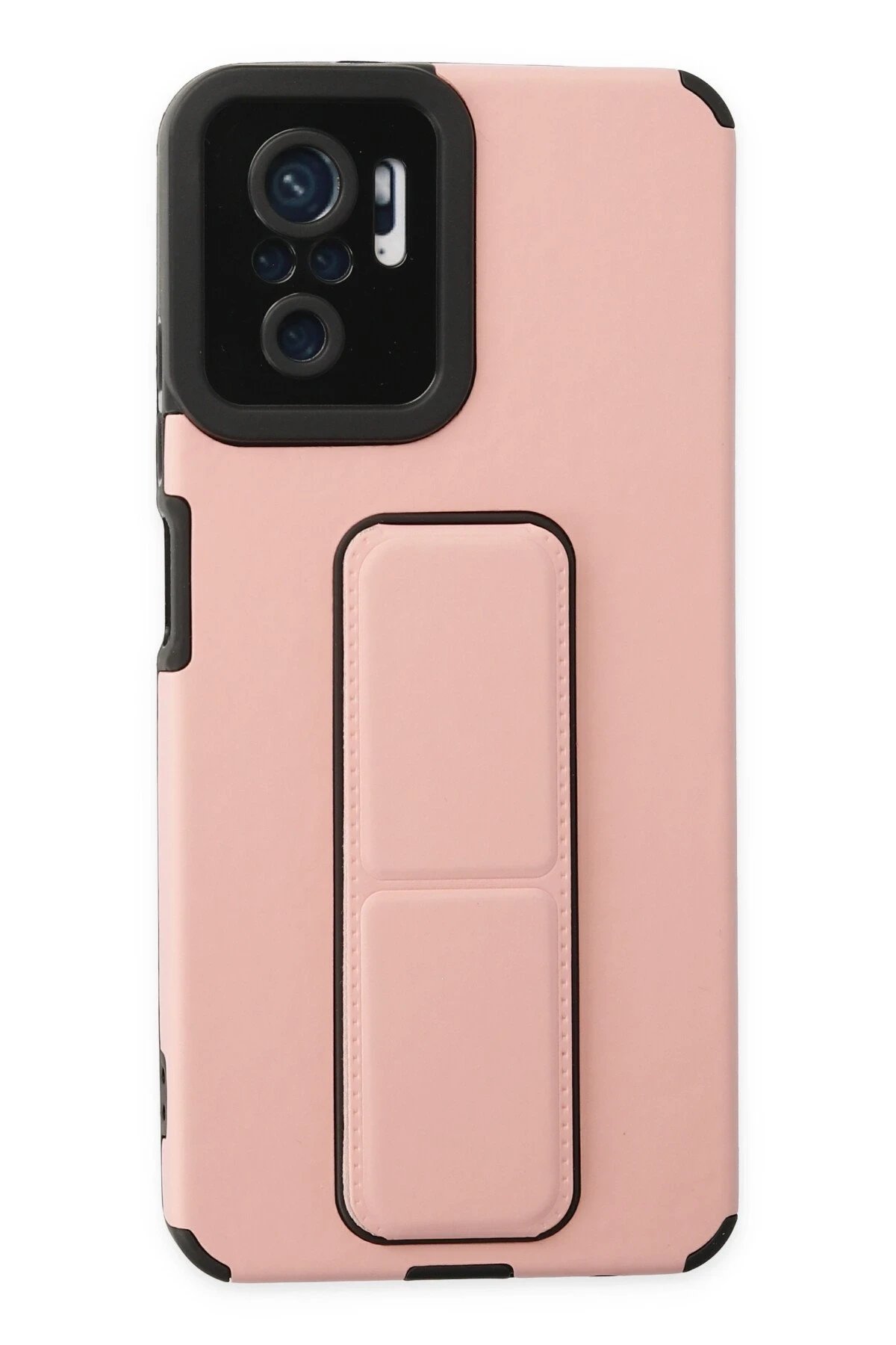 Newface Xiaomi Redmi Note 10 Kılıf Mega Standlı Silikon - Pudra