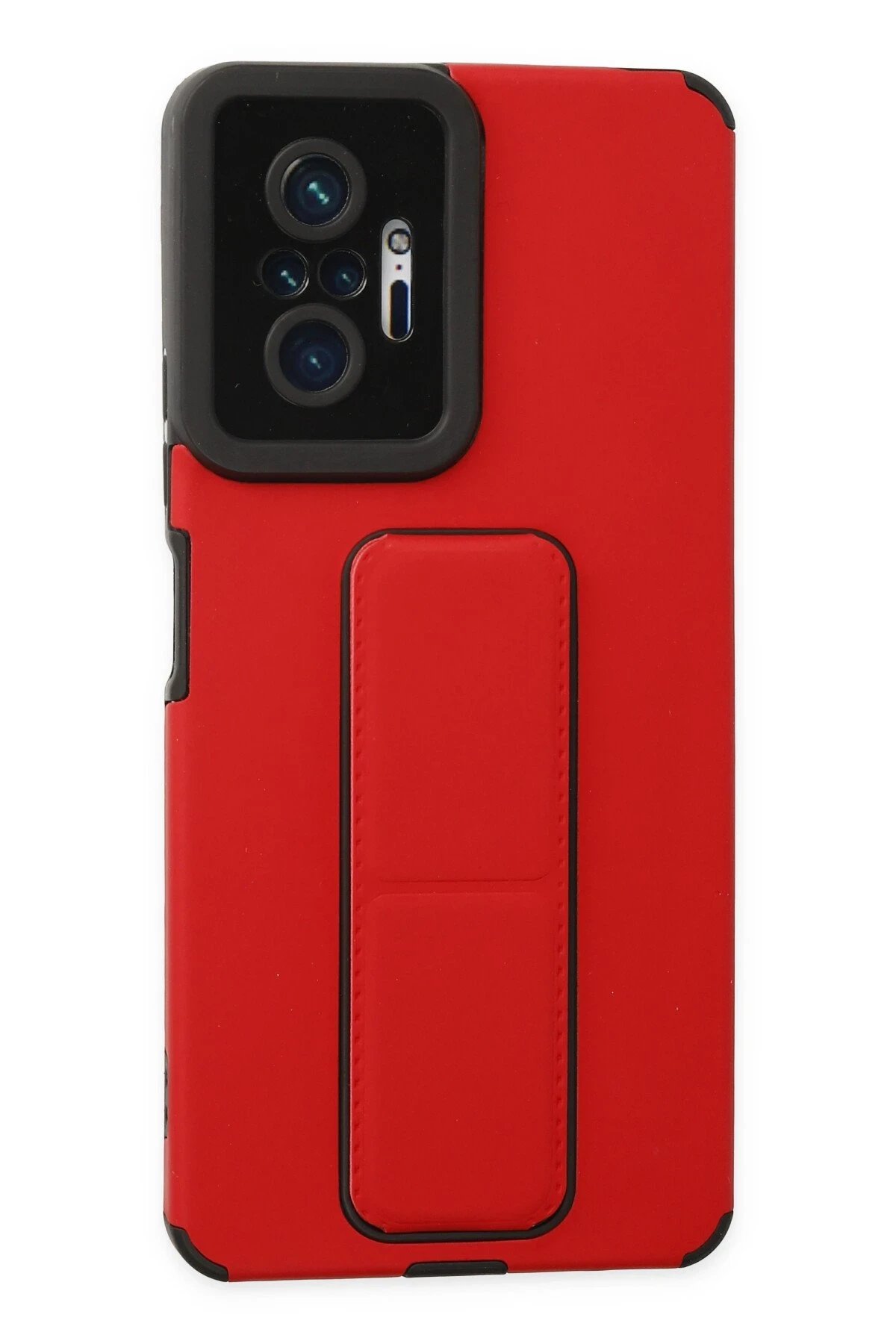 Newface Xiaomi Redmi Note 10 Pro Kılıf Mega Standlı Silikon - Kırmızı