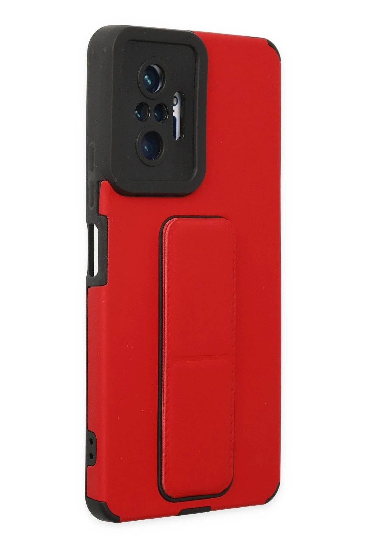 Newface Xiaomi Redmi Note 10 Pro Kılıf Mega Standlı Silikon - Kırmızı