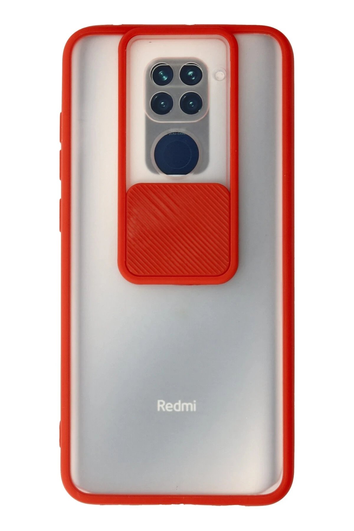 Newface Xiaomi Redmi Note 9 Kılıf Palm Buzlu Kamera Sürgülü Silikon - Kırmızı