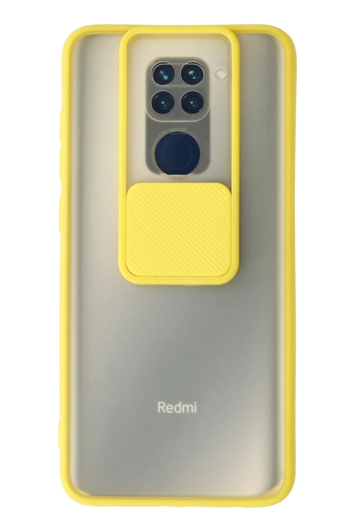 Newface Xiaomi Redmi Note 9 Kılıf Palm Buzlu Kamera Sürgülü Silikon - Sarı