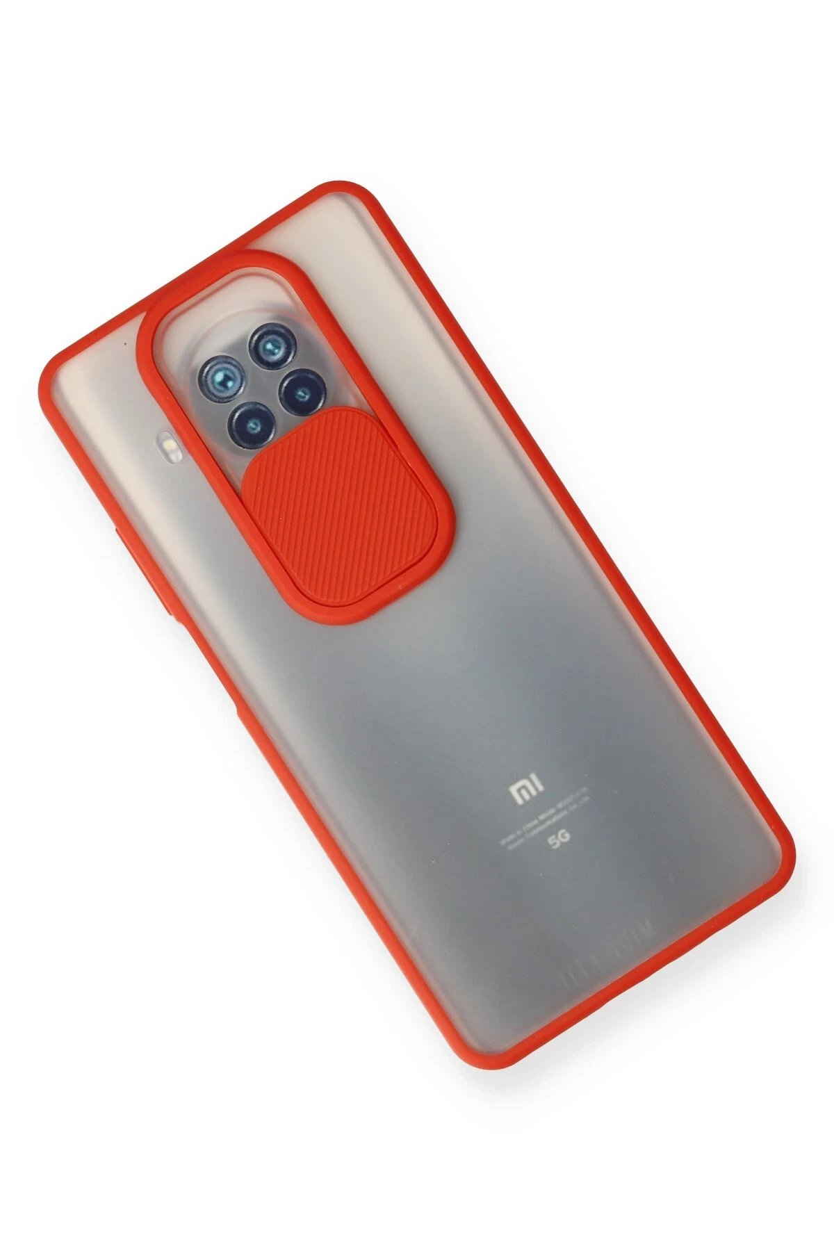 Newface Xiaomi Mi 10T Lite Kılıf Palm Buzlu Kamera Sürgülü Silikon - Kırmızı