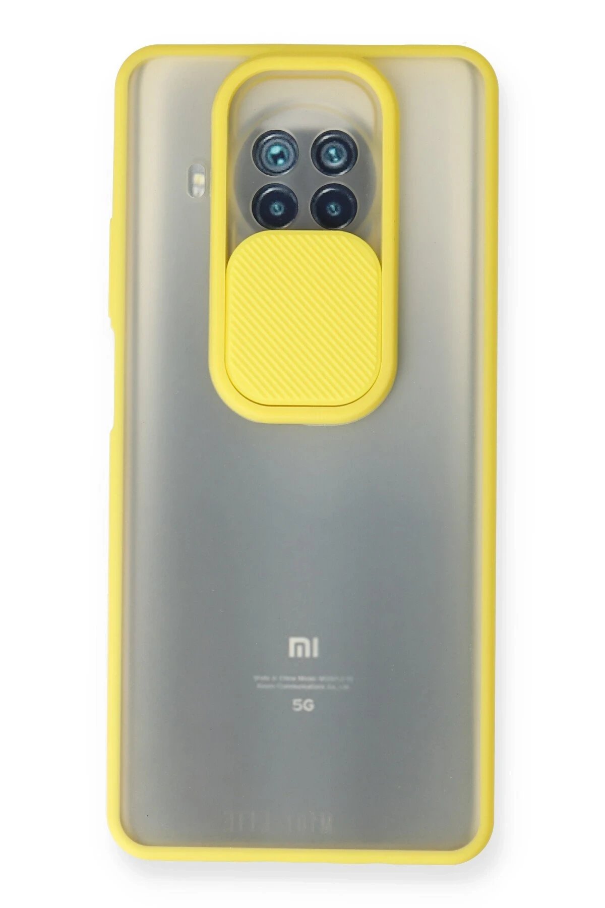 Newface Xiaomi Mi 10T Lite Kılıf Palm Buzlu Kamera Sürgülü Silikon - Sarı