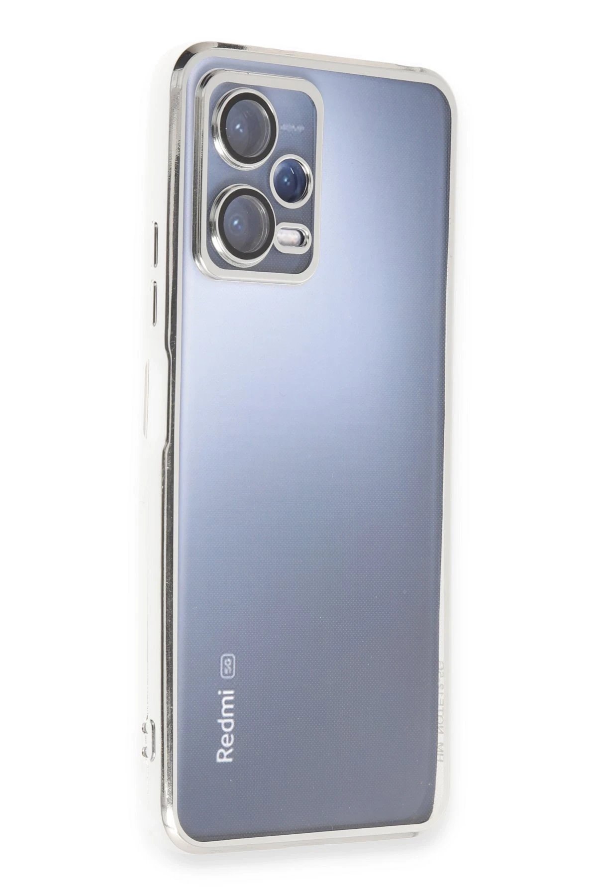 Newface Xiaomi Redmi Note 12 Pro 5G Kılıf Razer Lensli Silikon - Gümüş