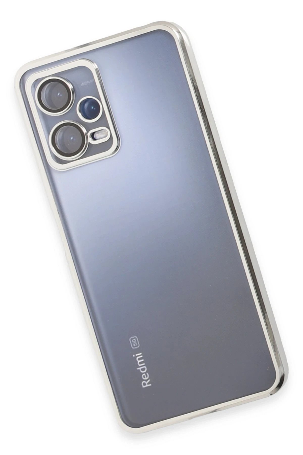 Newface Xiaomi Redmi Note 12 Pro 5G Kılıf Razer Lensli Silikon - Gümüş