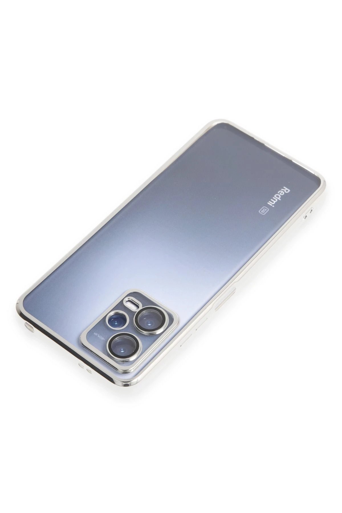 Newface Xiaomi Redmi Note 12 Pro 5G Kılıf Razer Lensli Silikon - Gümüş