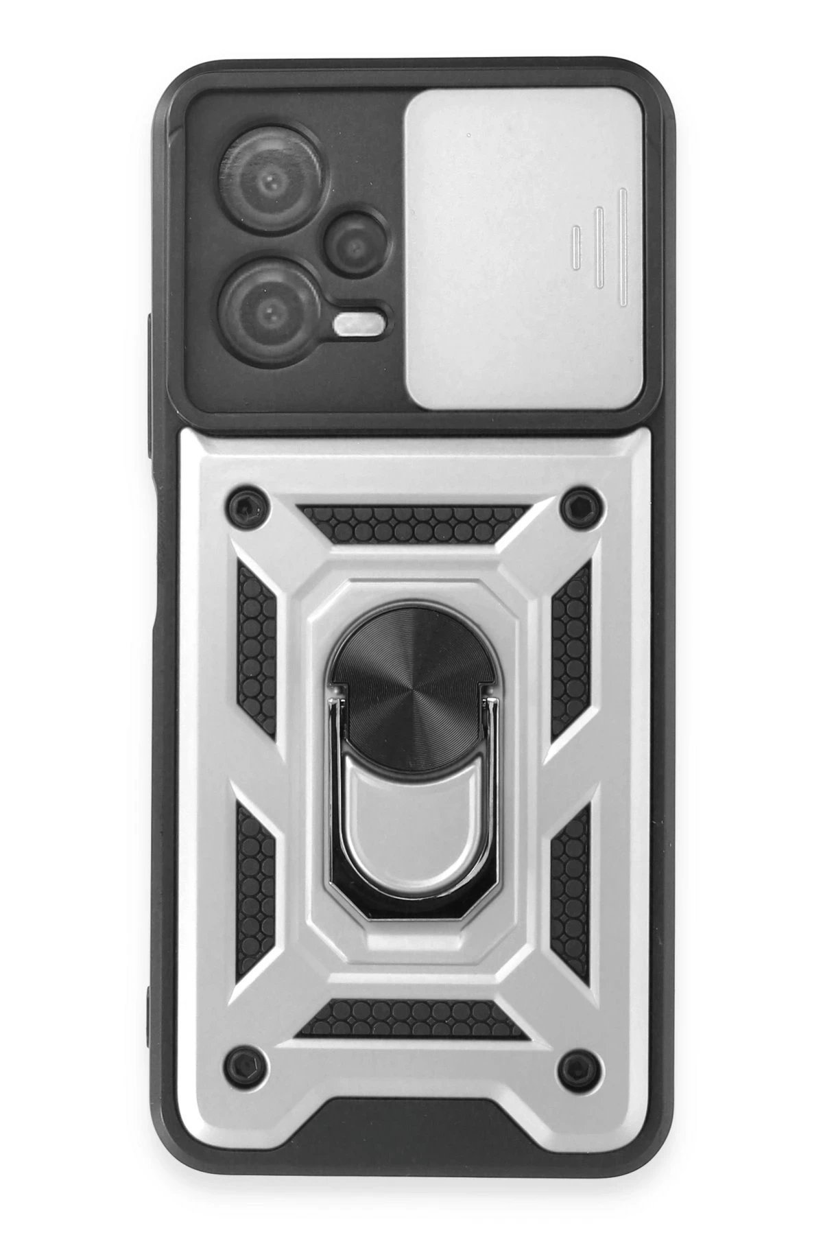 Newface Xiaomi Redmi Note 12 5G Kılıf Pars Lens Yüzüklü Silikon - Gümüş