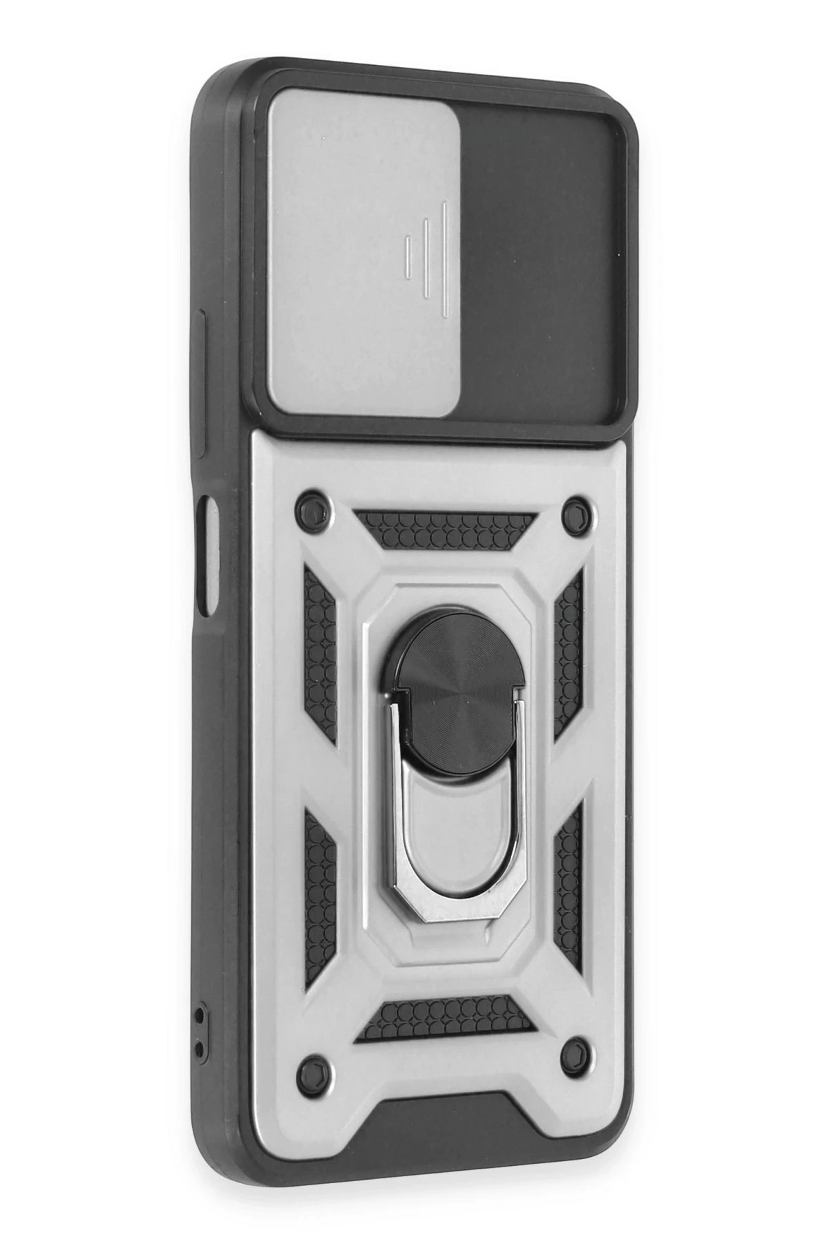 Newface Xiaomi Redmi Note 12 5G Kılıf Pars Lens Yüzüklü Silikon - Gümüş