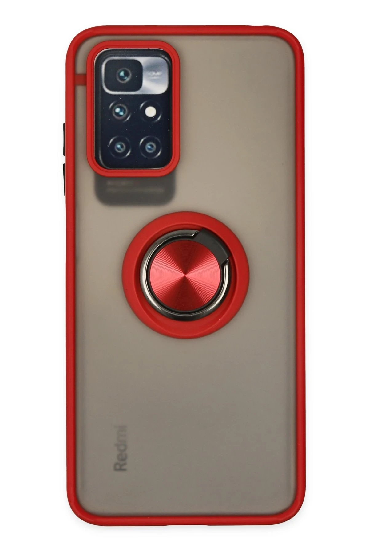 Newface Xiaomi Redmi 10 2022 Kılıf Montreal Yüzüklü Silikon Kapak - Kırmızı