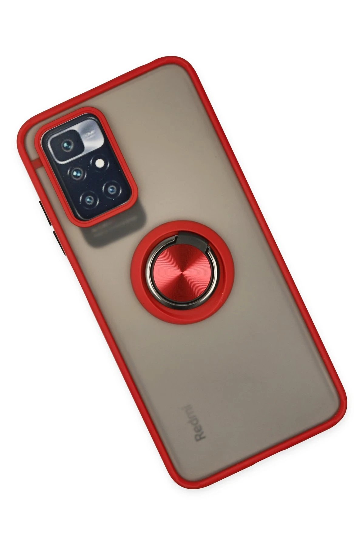 Newface Xiaomi Redmi 10 2022 Kılıf Montreal Yüzüklü Silikon Kapak - Kırmızı