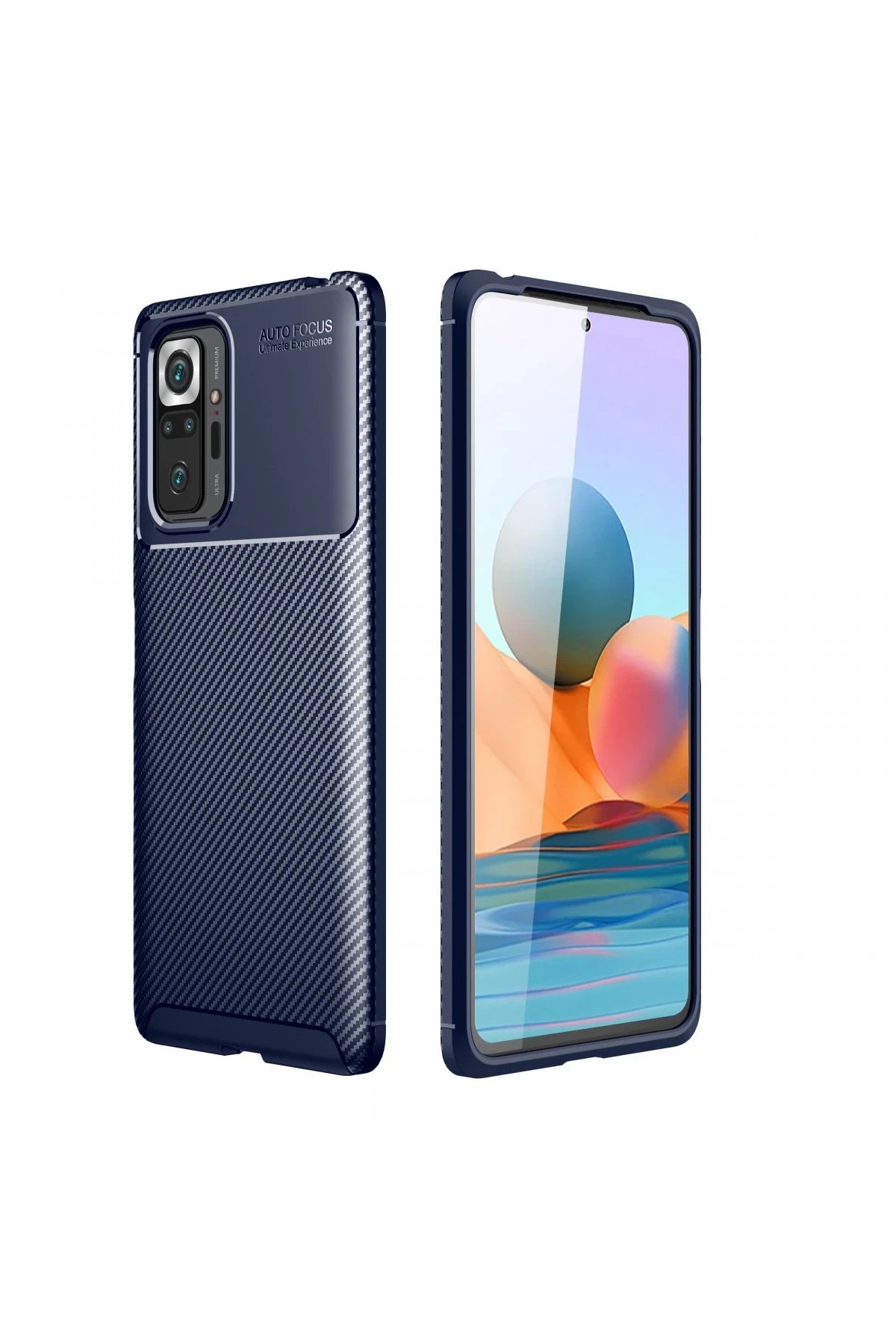 Newface Xiaomi Redmi Note 10 Pro Kılıf Auto Focus Karbon Kapak - Lacivert